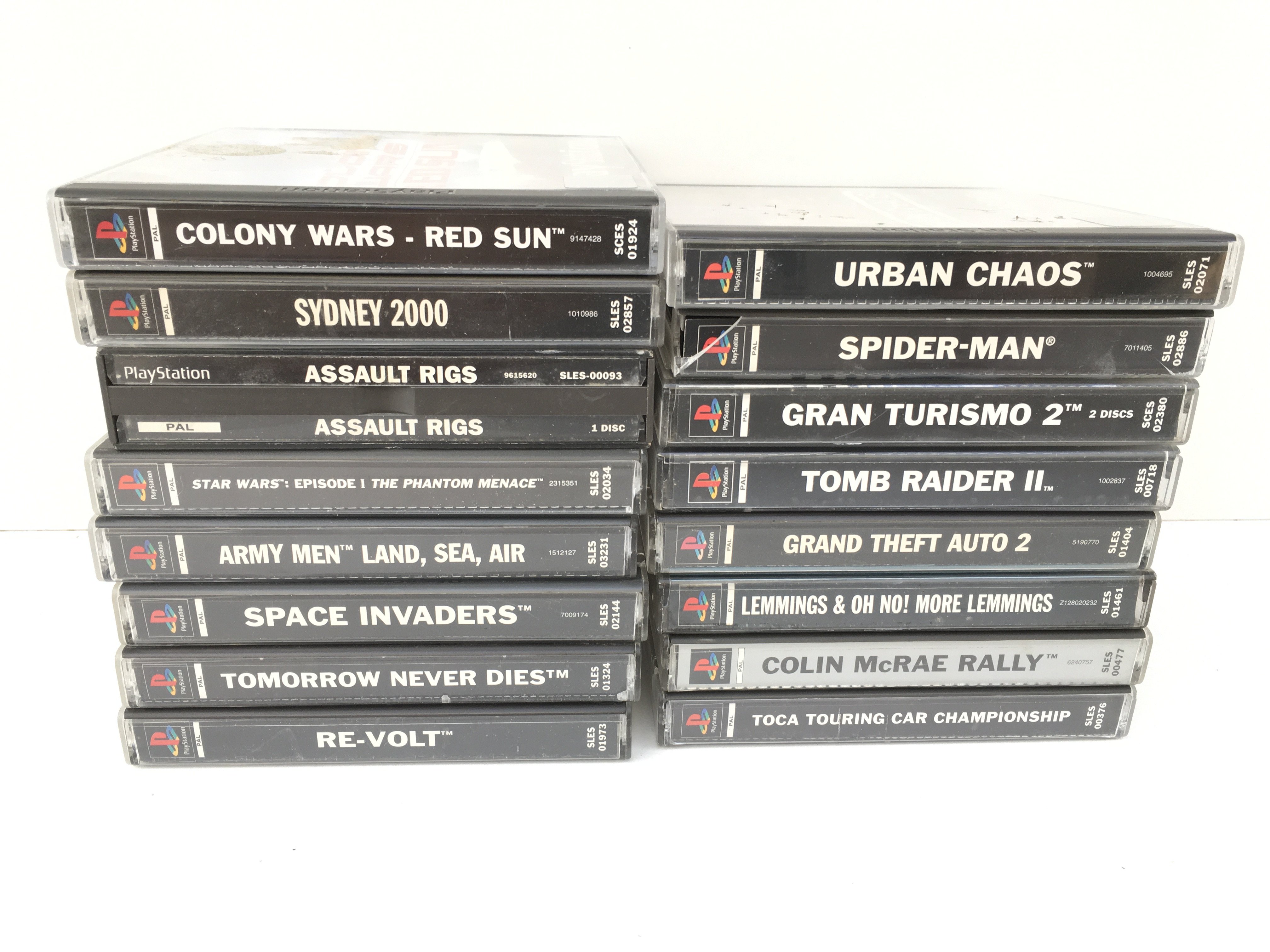 A collection of 16 boxed PlayStation games discs. No reserve