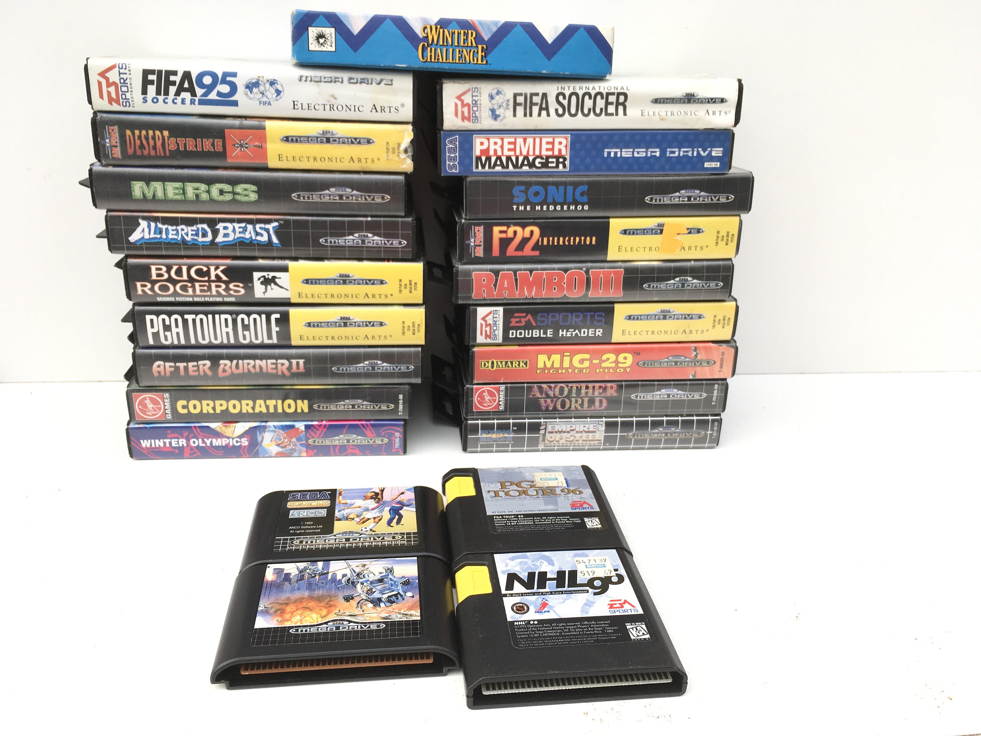 A collection in excess of 20 Sega Mega Drive games mostly boxed 4 loose. No reserve