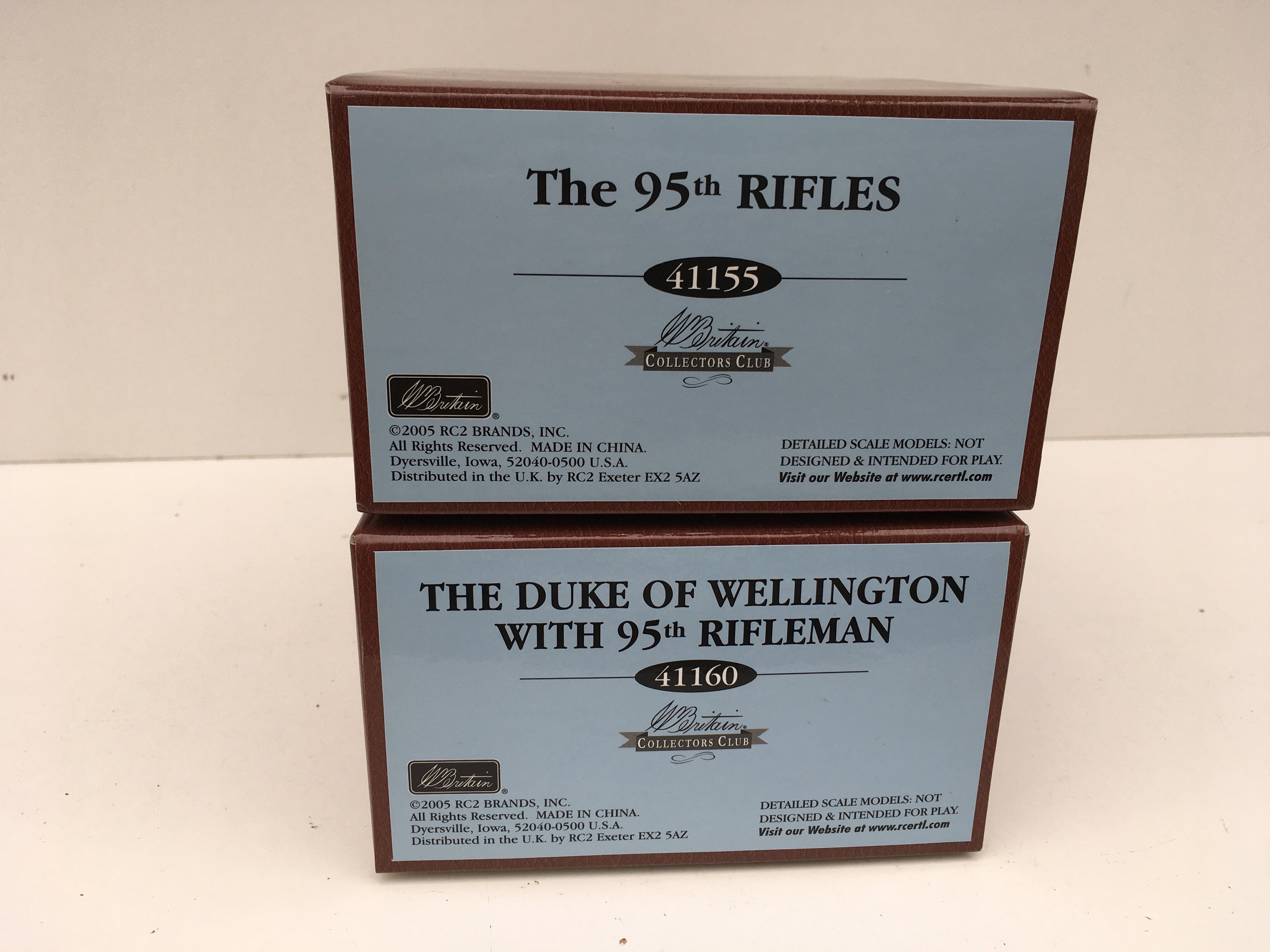 2x boxed Britain Minature military model sets featuring 41155 The 95th rifles and 41160 The Duke of Wellington with 95th rifleman. No reserve.