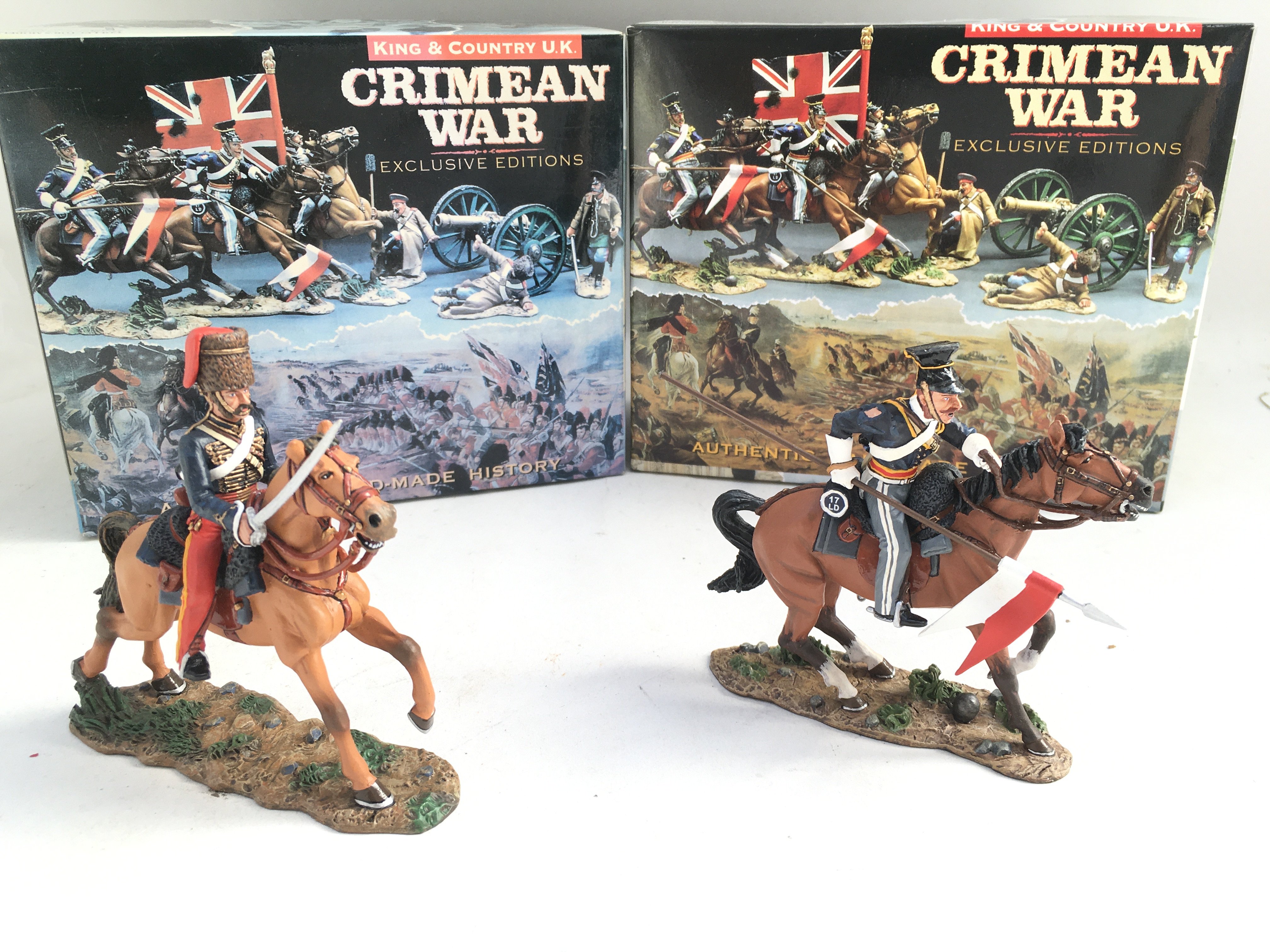2 X Boxed King And Country Crimean Figures. A Mounted 11th Hussar And A 17th Lancer Corporal.