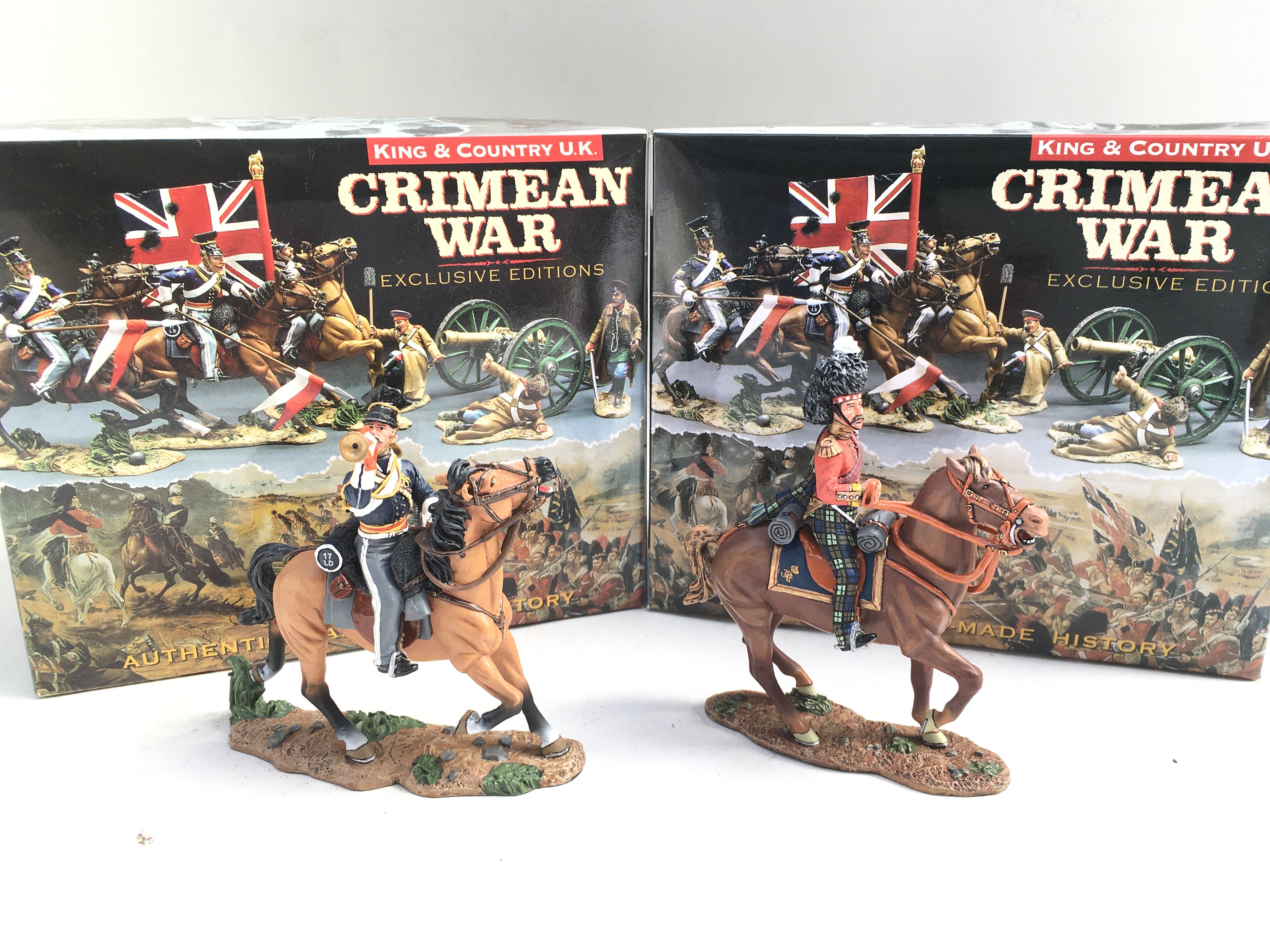 2 X Boxed King And Country Crimean Figures. 17th Lancer Bugler And Mounted 93rd Highland Officer.