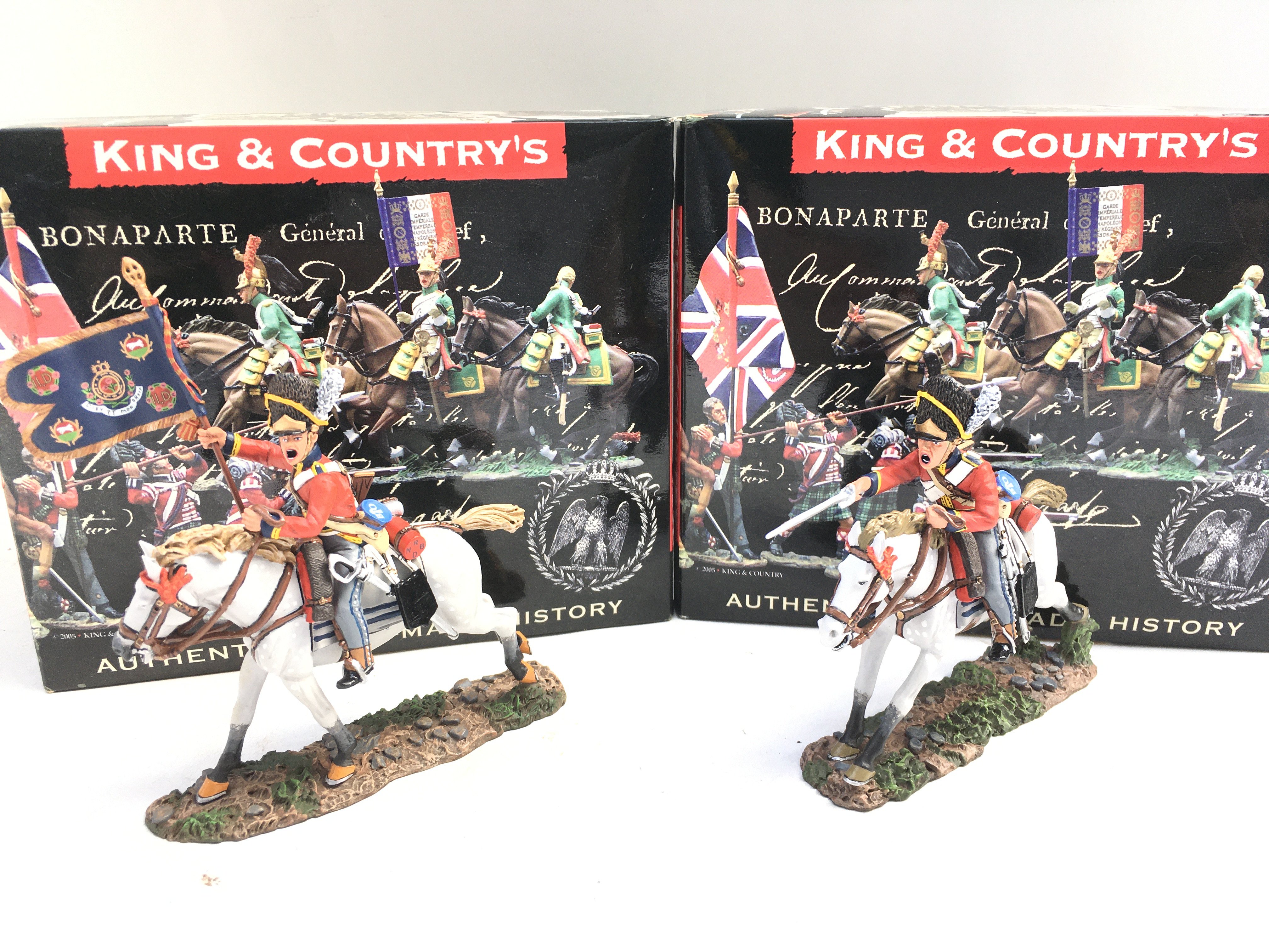 2 X Boxed King And Country Napoleonics Figures. Scots Grey Standard Bearer and Scots Grey Charging.(2).