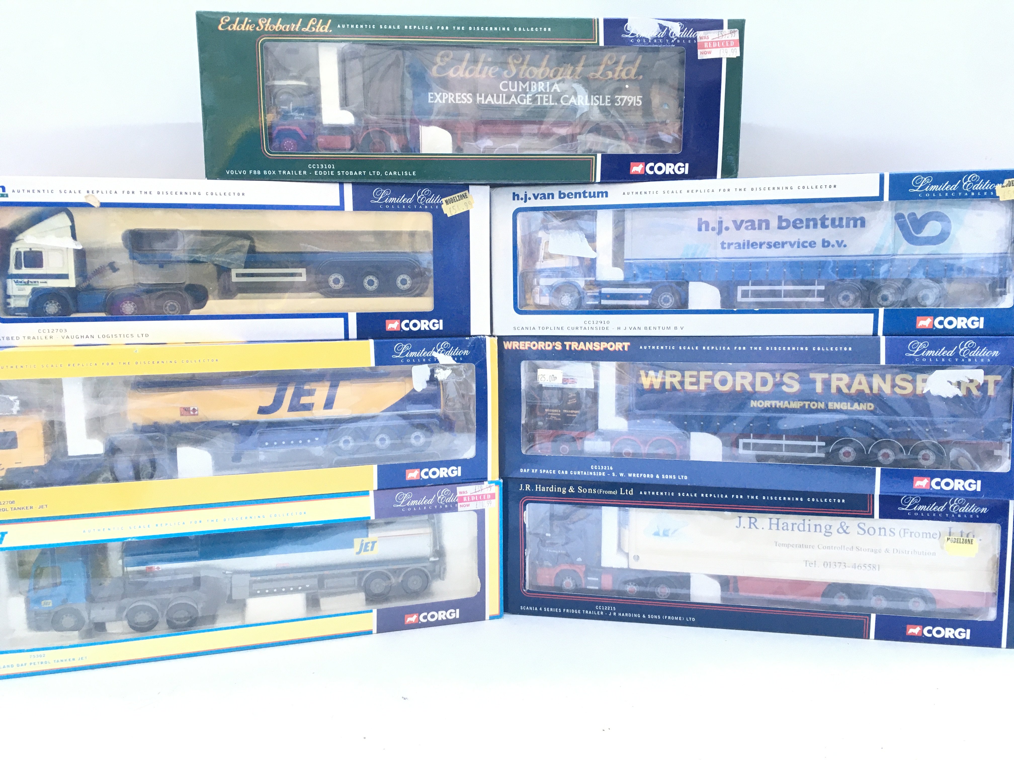 7 Boxed Corgi Lorrys includes Eddie Stobart.