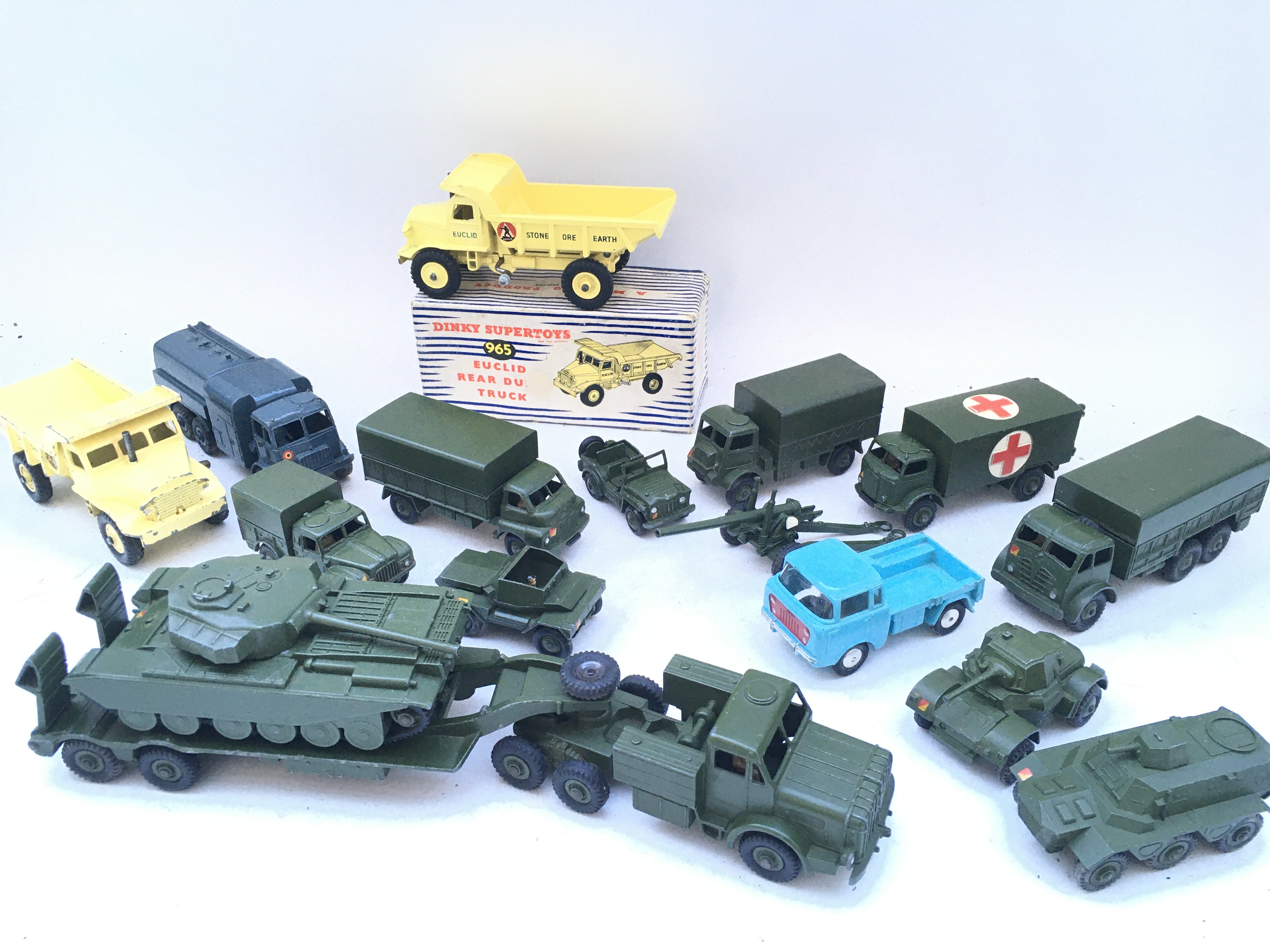 A Collection of Dinky Diecast Including a Boxed Euclid Rear Dumper Truck #965.
