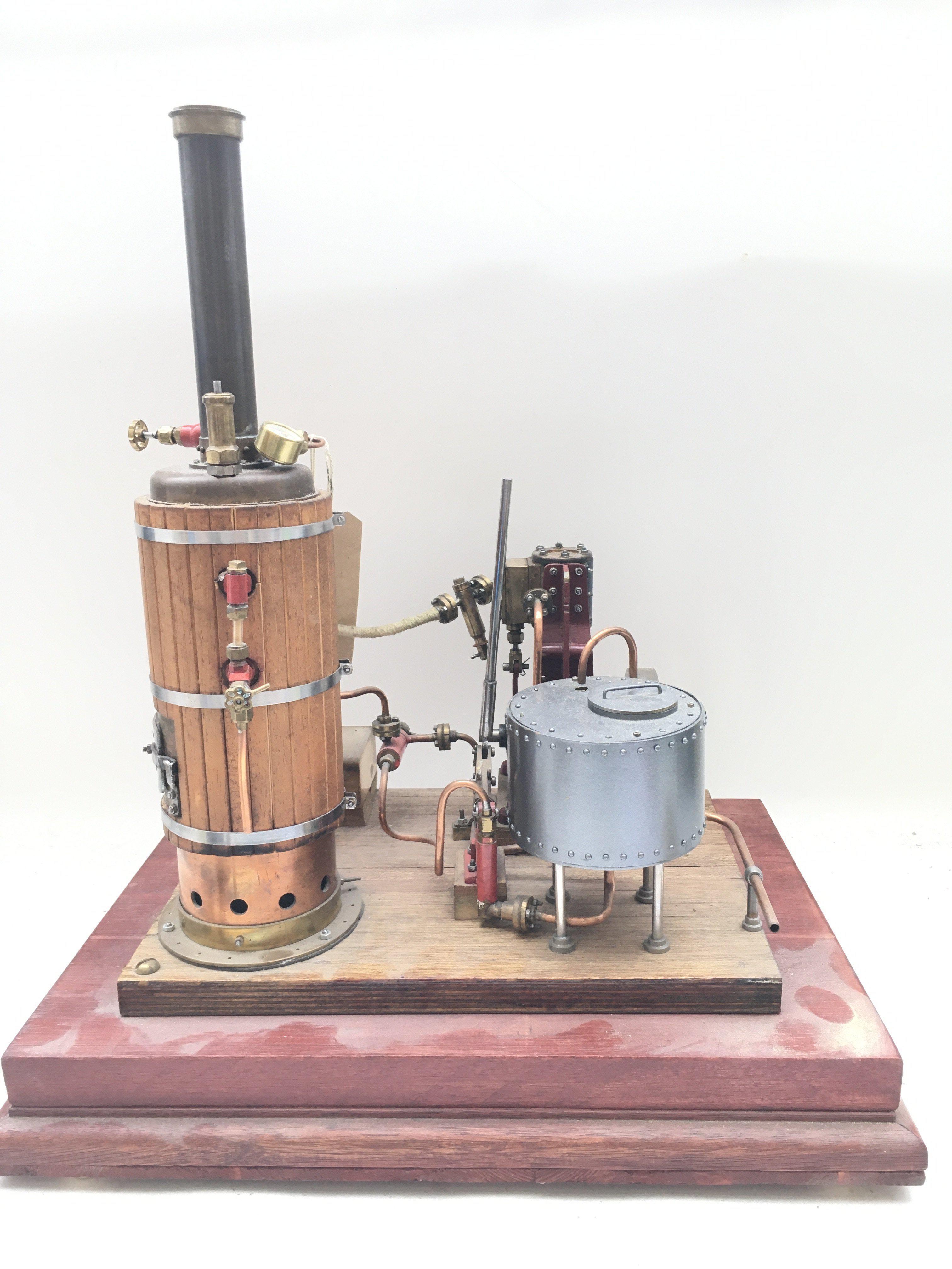 A Steam Engine On Wooden Plinth. Approx Height 45CM.
