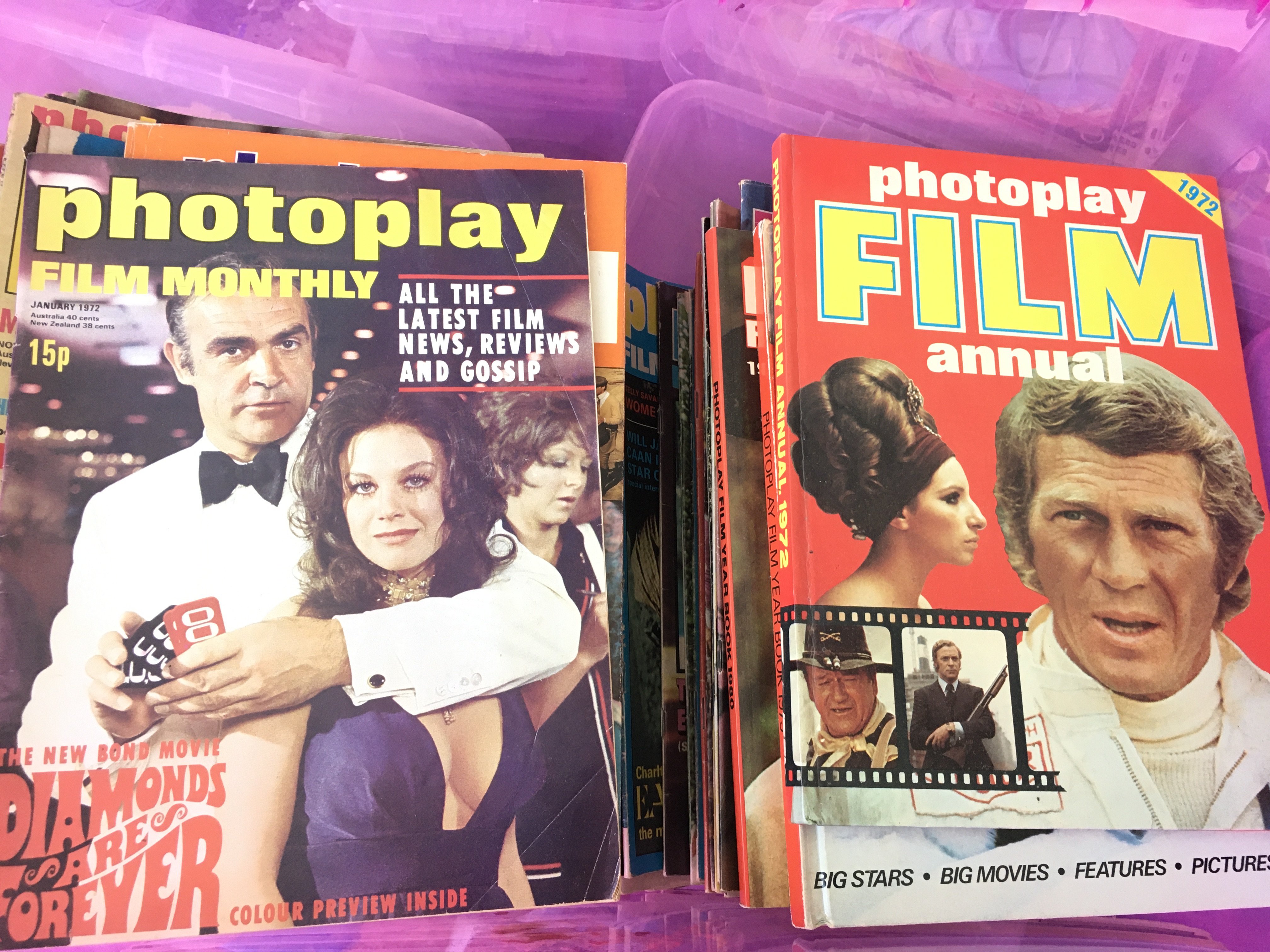 A Box Containing Vintage Photoplay Magazines and books. Approximately 100. No Reserve.