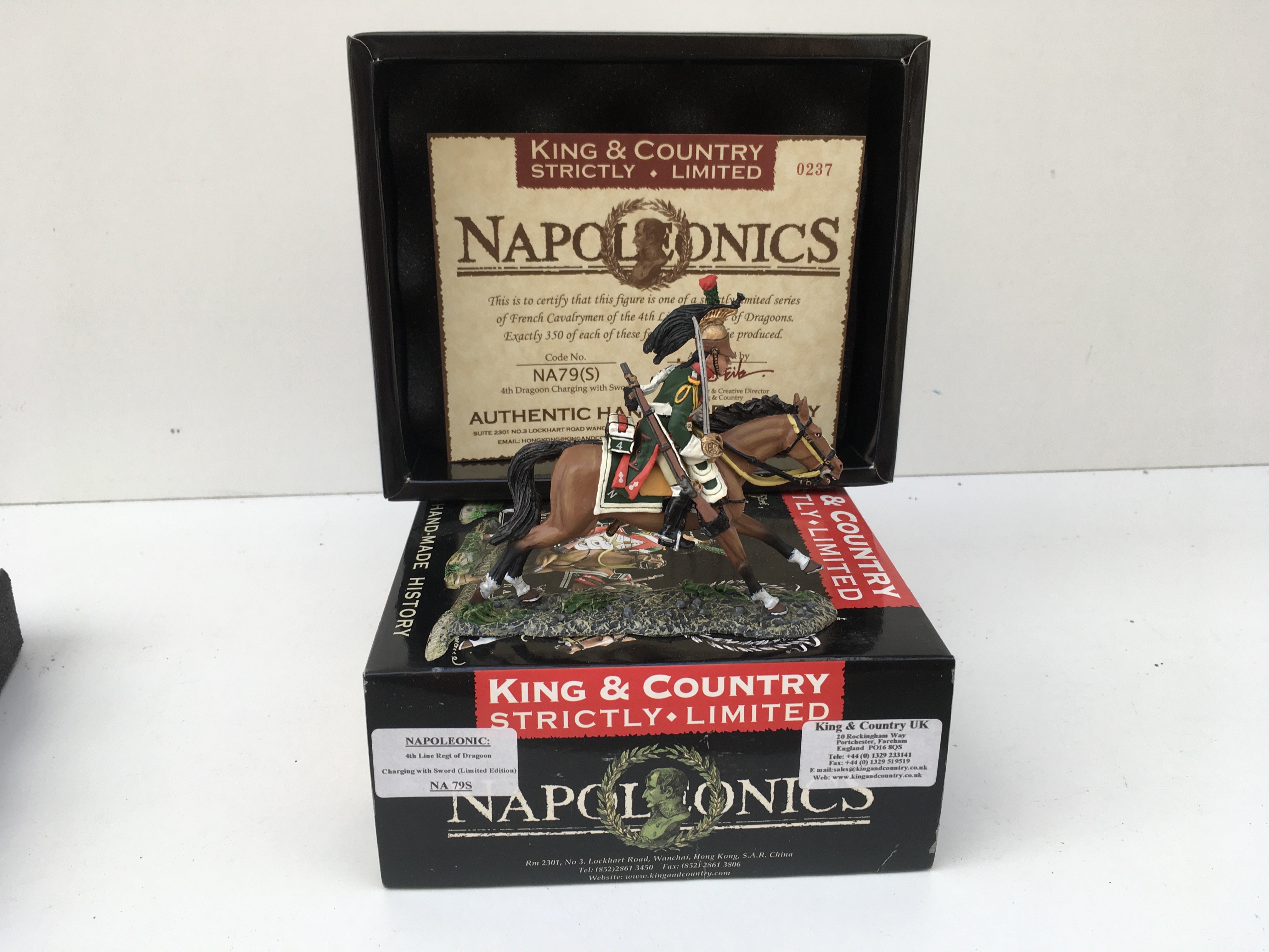 Extremely rare strictly limited edition by King and Country featuring in the Napoleonic series NA 79S 4th line Regt of Dragoons. Charging with Sword. No reserve