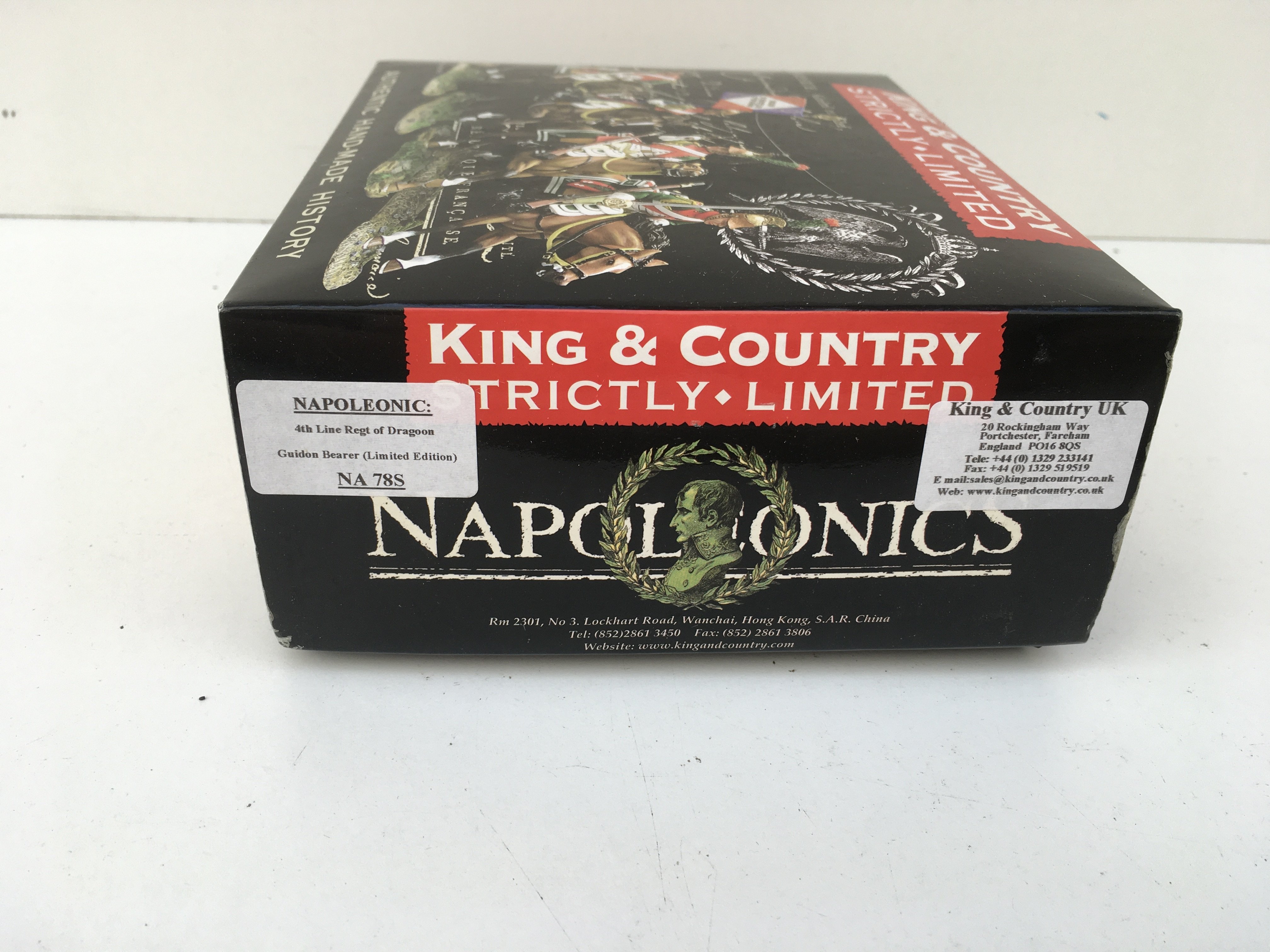 Extremely rare King and Country Minature military model in the Napoleonic series featuring NA79S 4th line Regt of Dragoon. Guidon bearer. Strictly limited edition. No reserve.