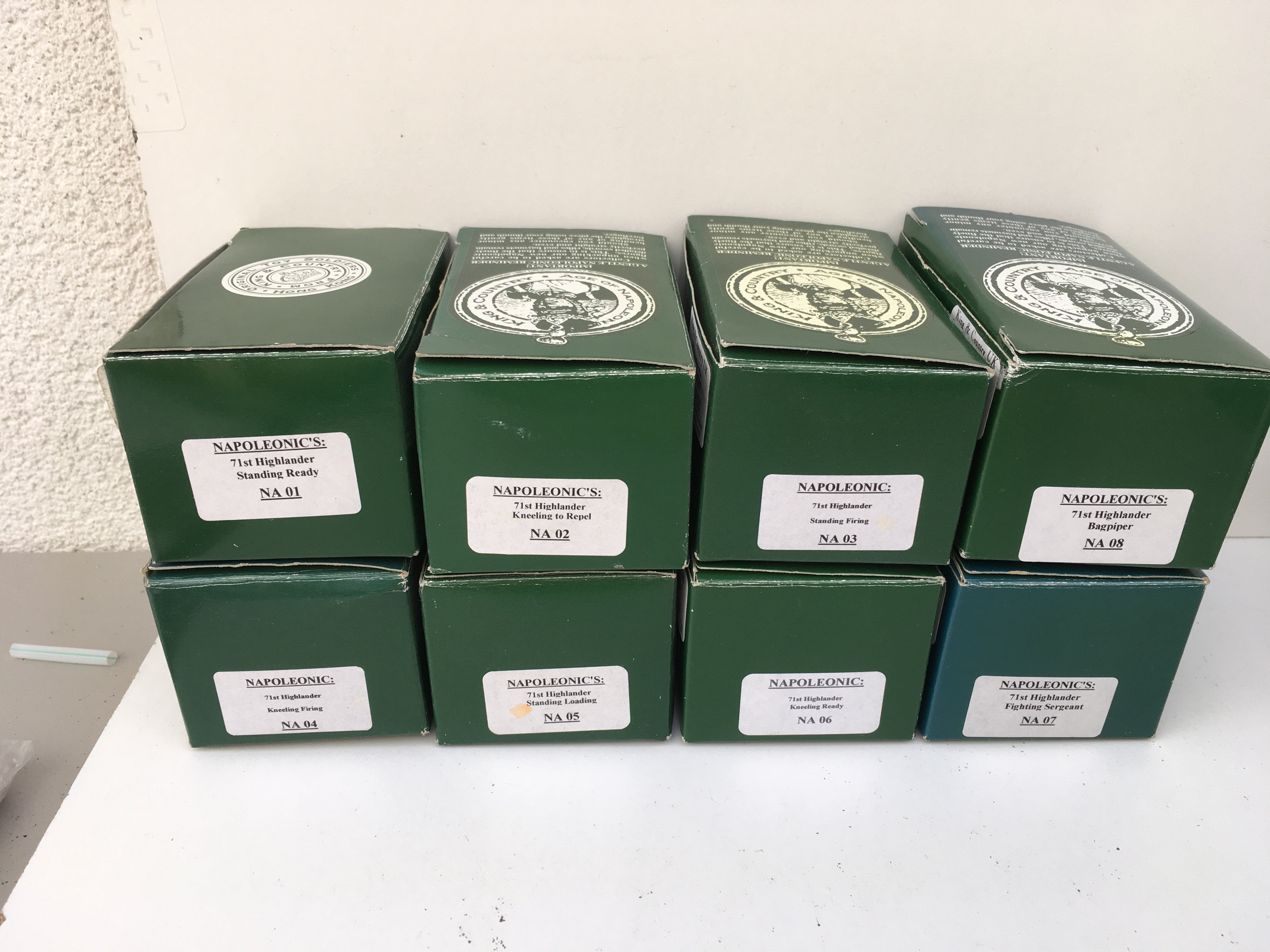 A collection of 8x boxed Napoleonic King and Country Minature military models featuring the 71st Highlander Regt includes NA01 to NA08 inclusive. No reserve.