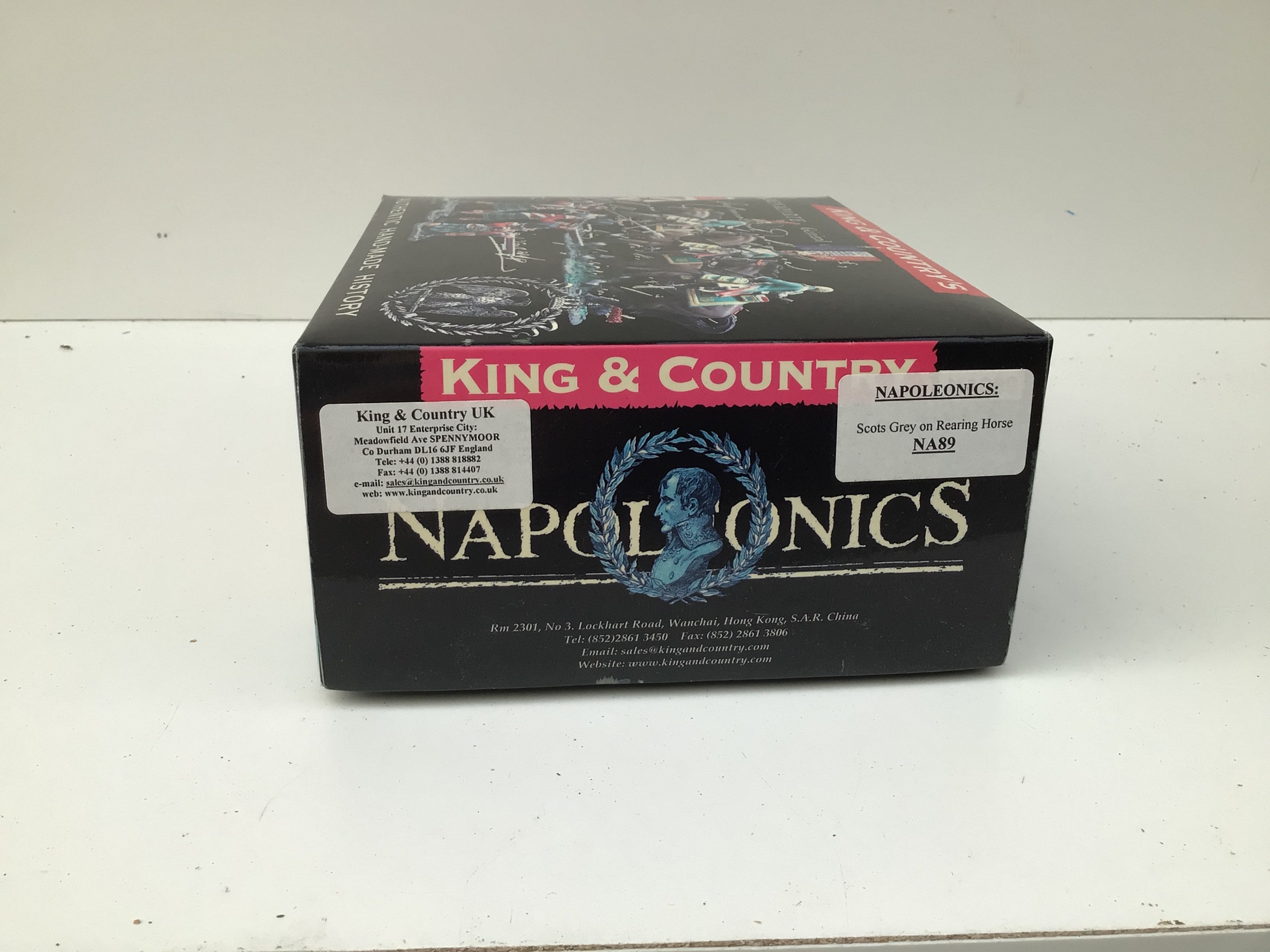 A boxed King and Country Minature military figures in the Napoleonic series featuring NA89 Scots Grey on Rearing Horse. No reserve