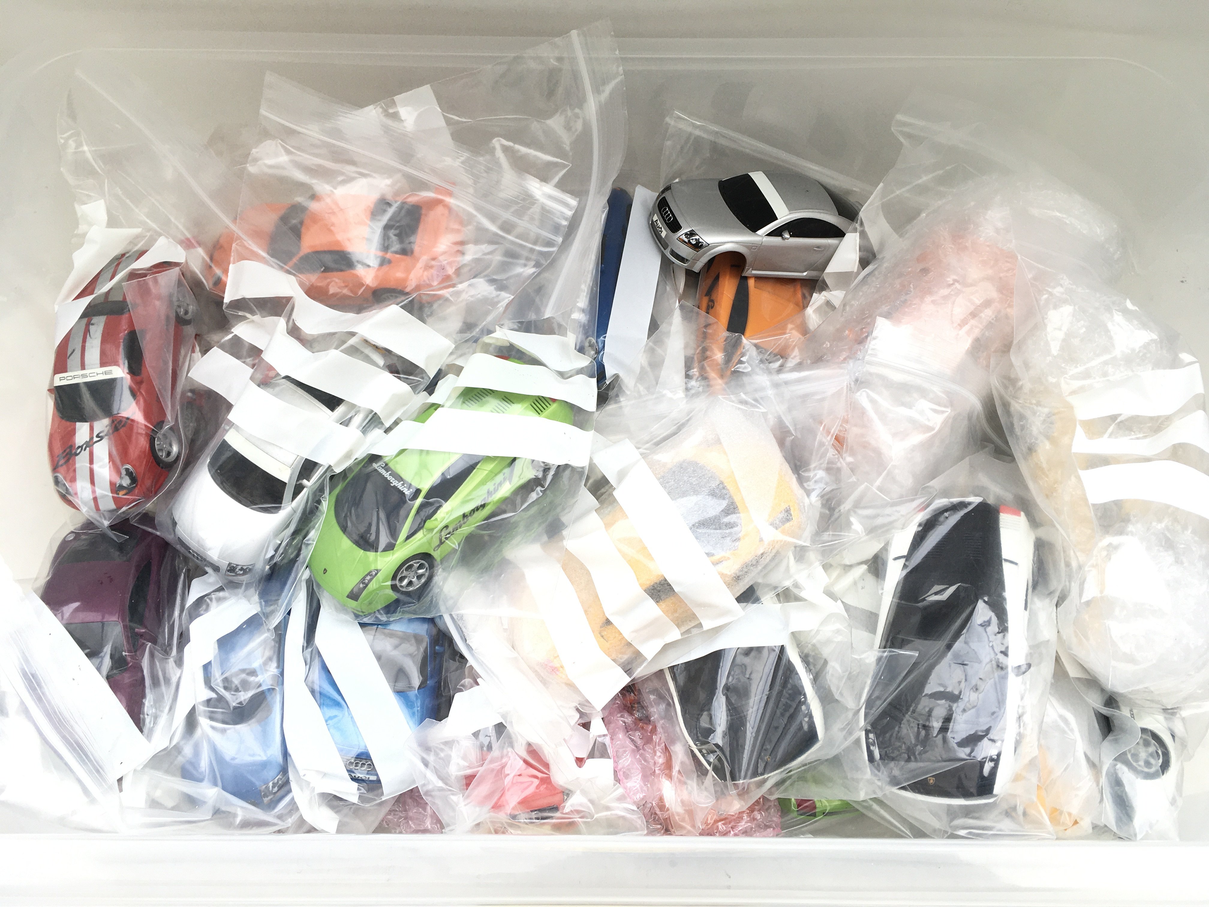 A Box Containing Scalextric Cars. ideal For Spares And Repairs.