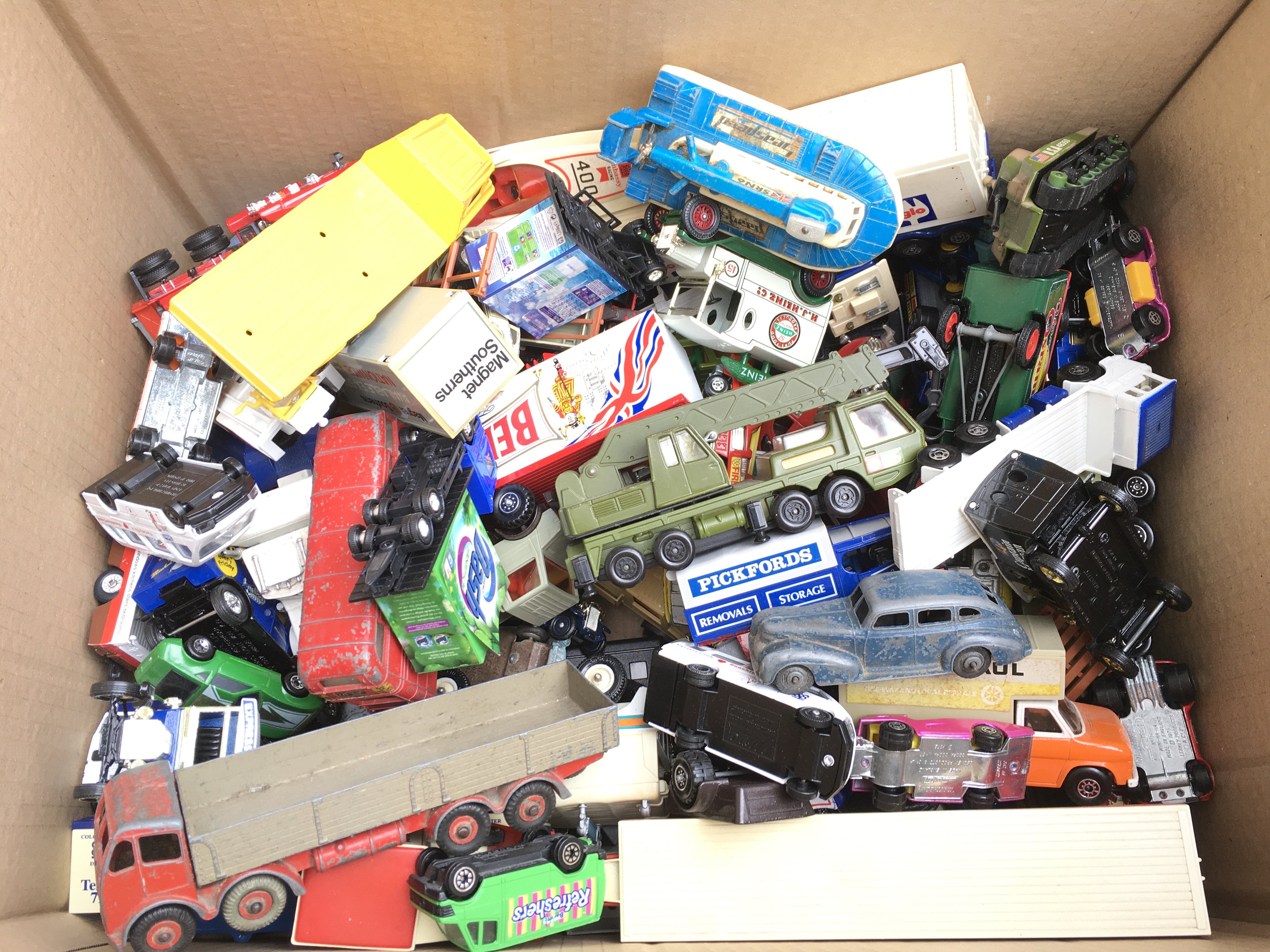 A Box Containing Playworn Diecast. No Reserve.