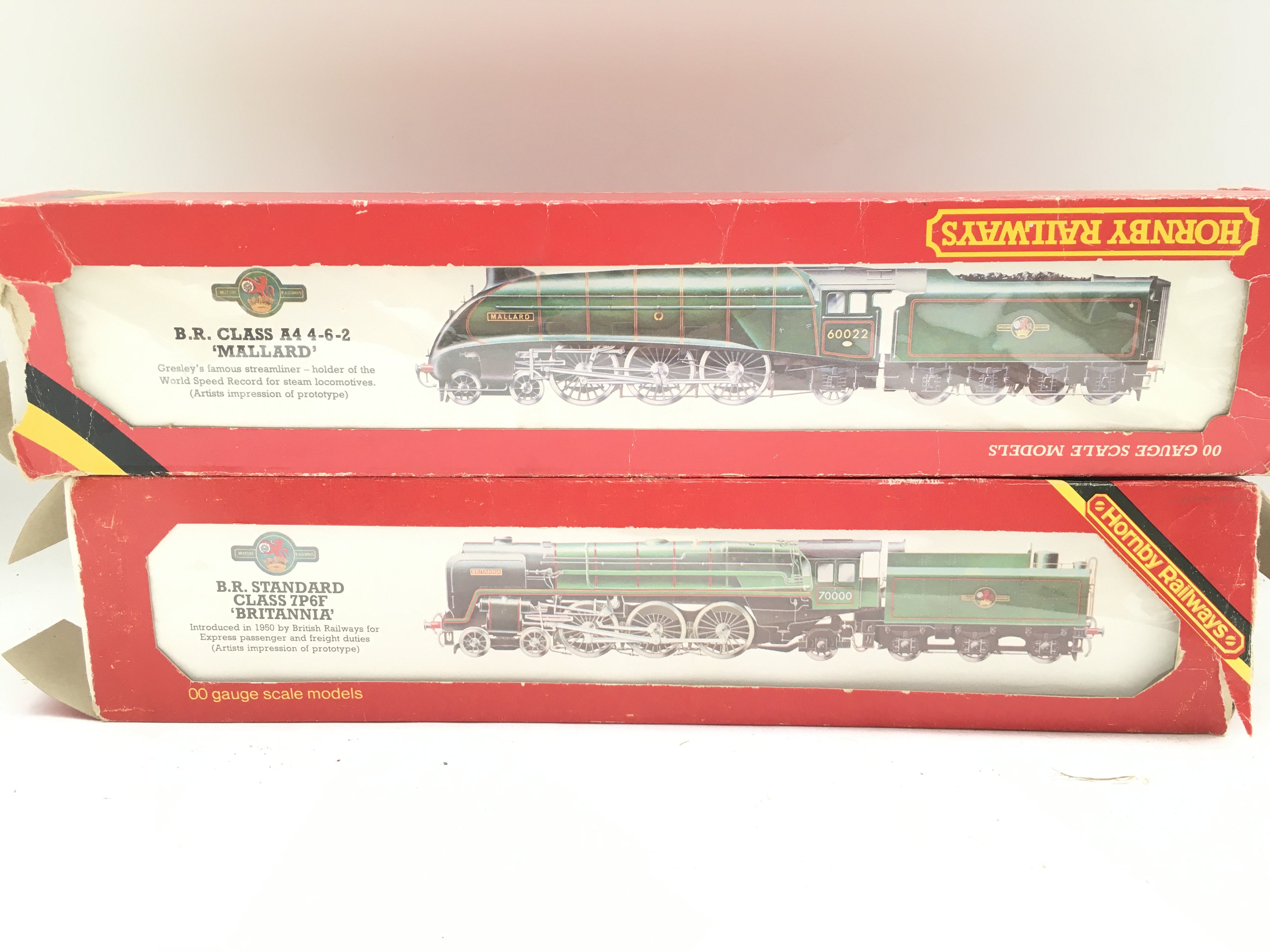 2 X Boxed Hornby 00 Gauge Locomotives. A B.R. Class A4 4-6-2 Mallard And A B.R. Standard Class 7P6F Britannia. No Reserve.