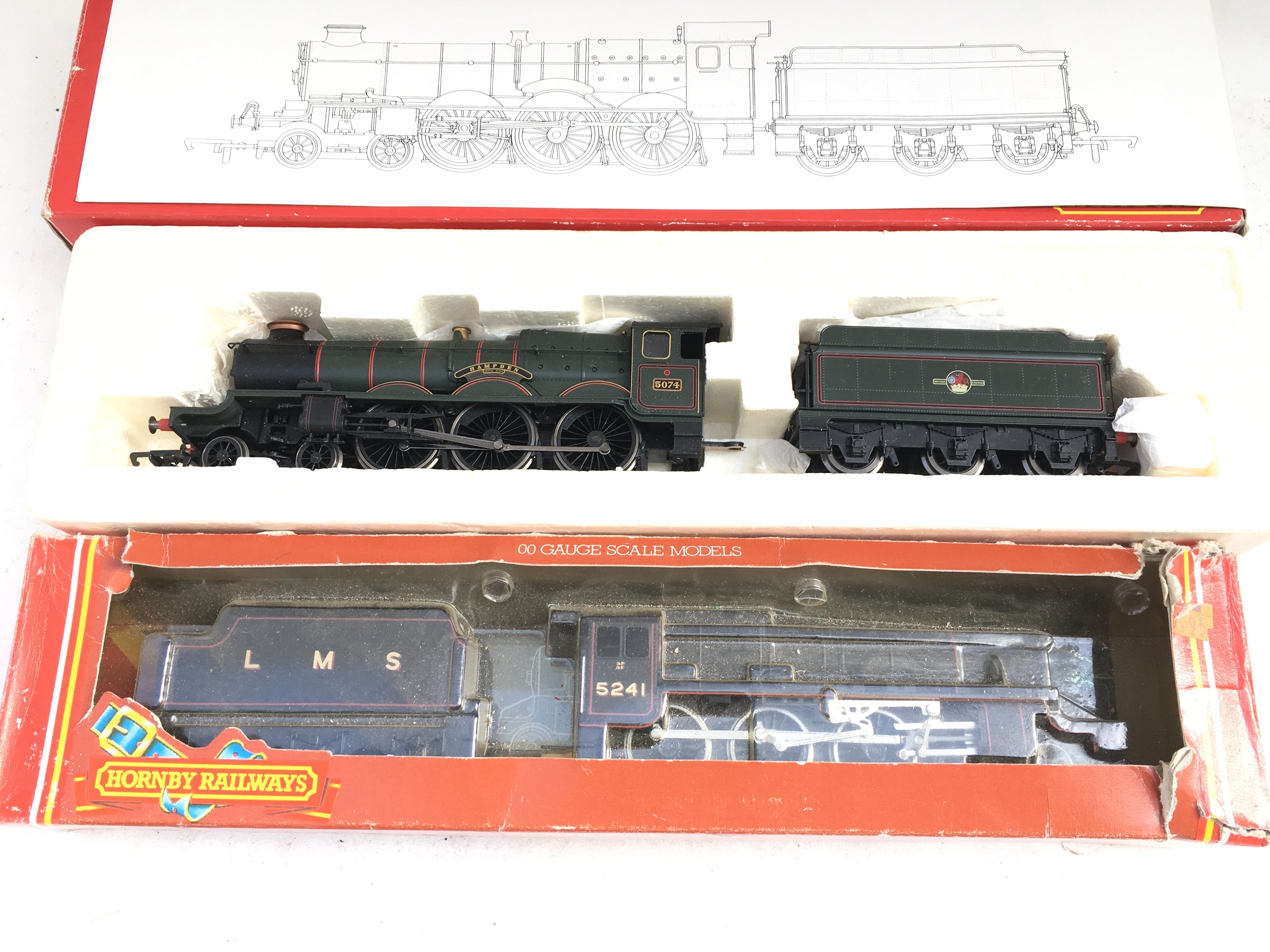 2 Boxed 00 Gauge Locomotives. A LMS 4-6-0 Loco Class 5 And A 4-6-0 Castle ClassLocomotive.
