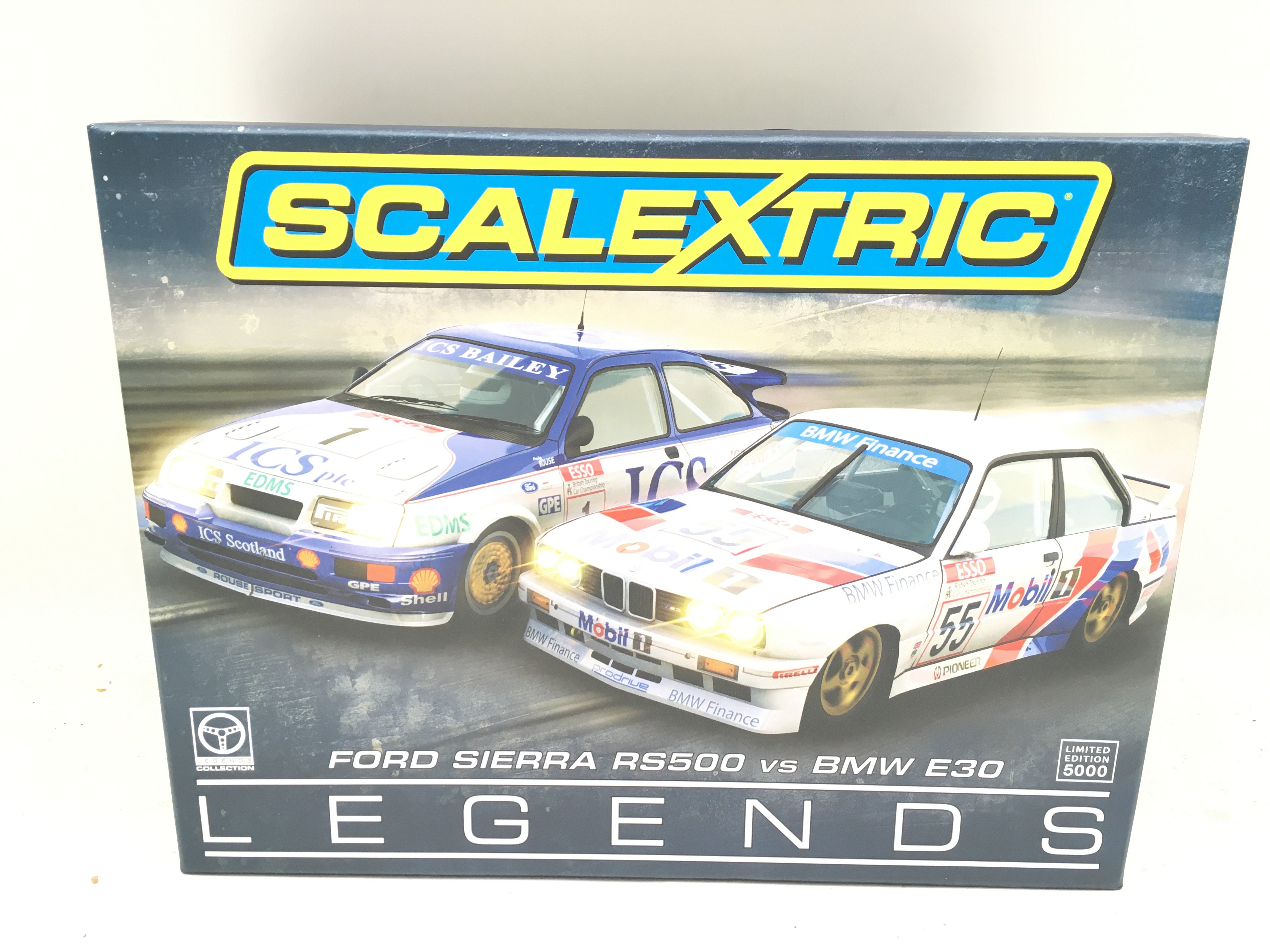 A Boxed Scalextric Legends Ford Sierra RS500 VS BMW E30.