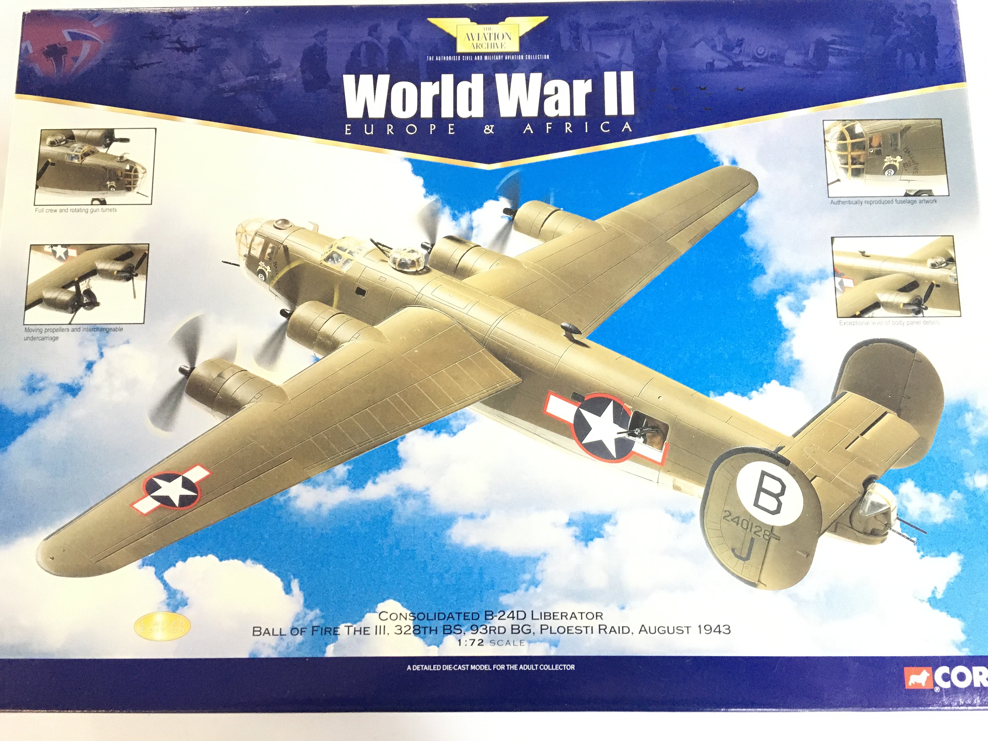 A Boxed Corgi Aviation Archive Consolidated B-24D Liberator #AA34002 1/17 Scale. No Reserve.
