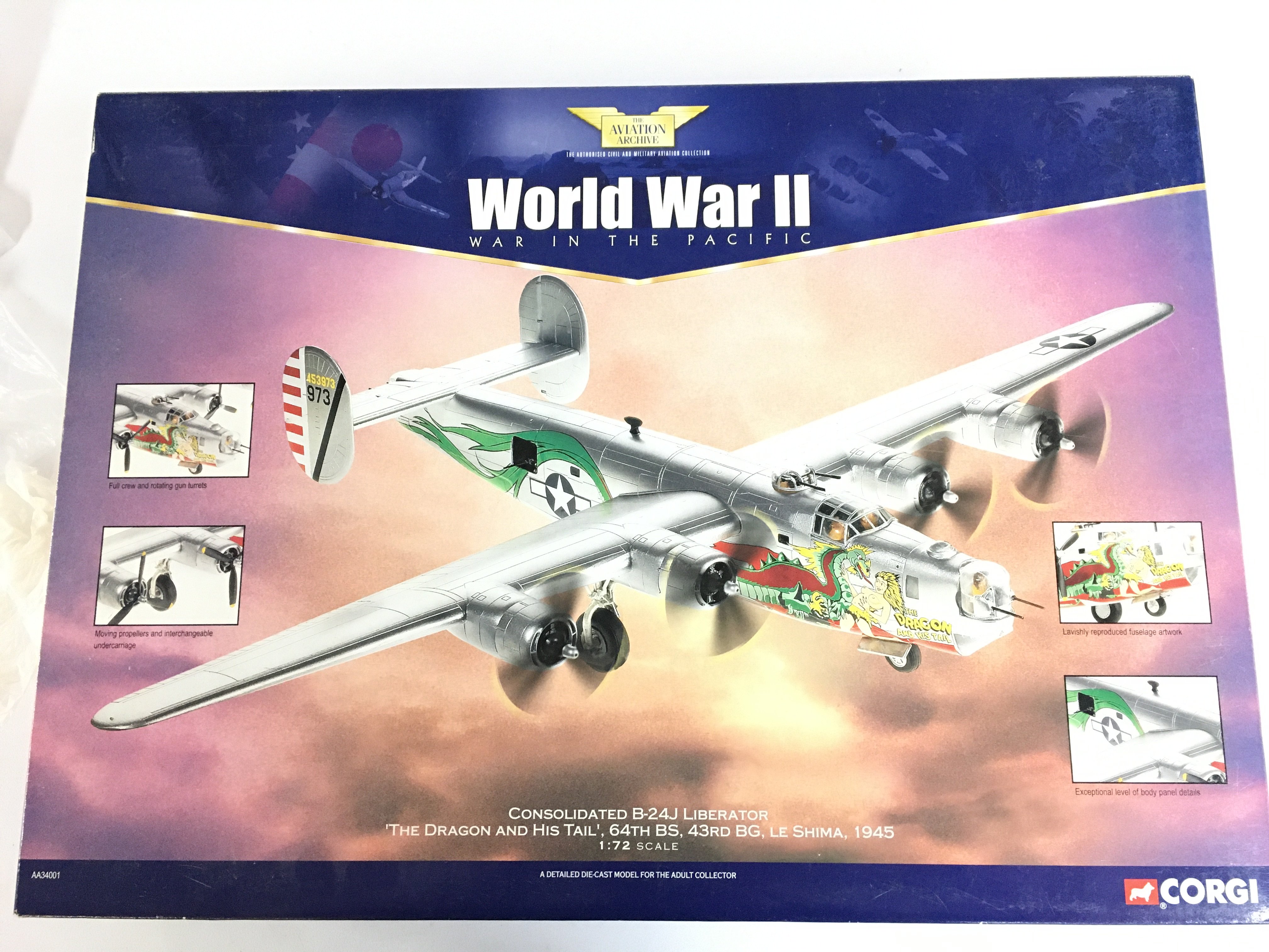 A Boxed Corgi Aviation Archive Consolidated B-24J Liberator #AA34001 1/72 Scale. No Reserve.