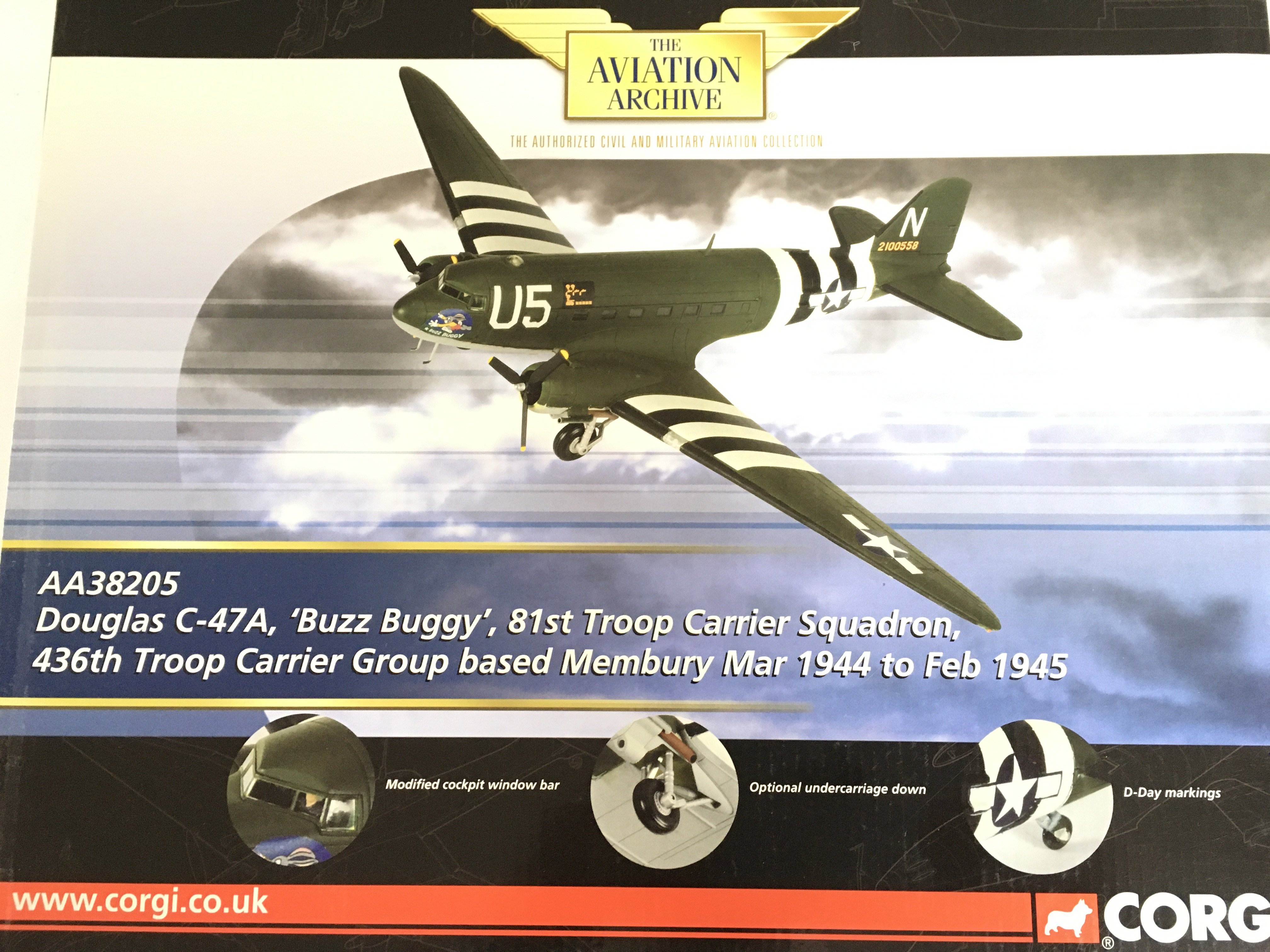 A Boxed Corgi Aviation Archive Douglas C-47A Buzz Buggy #AA38205. 1/72 Scale No Reserve.