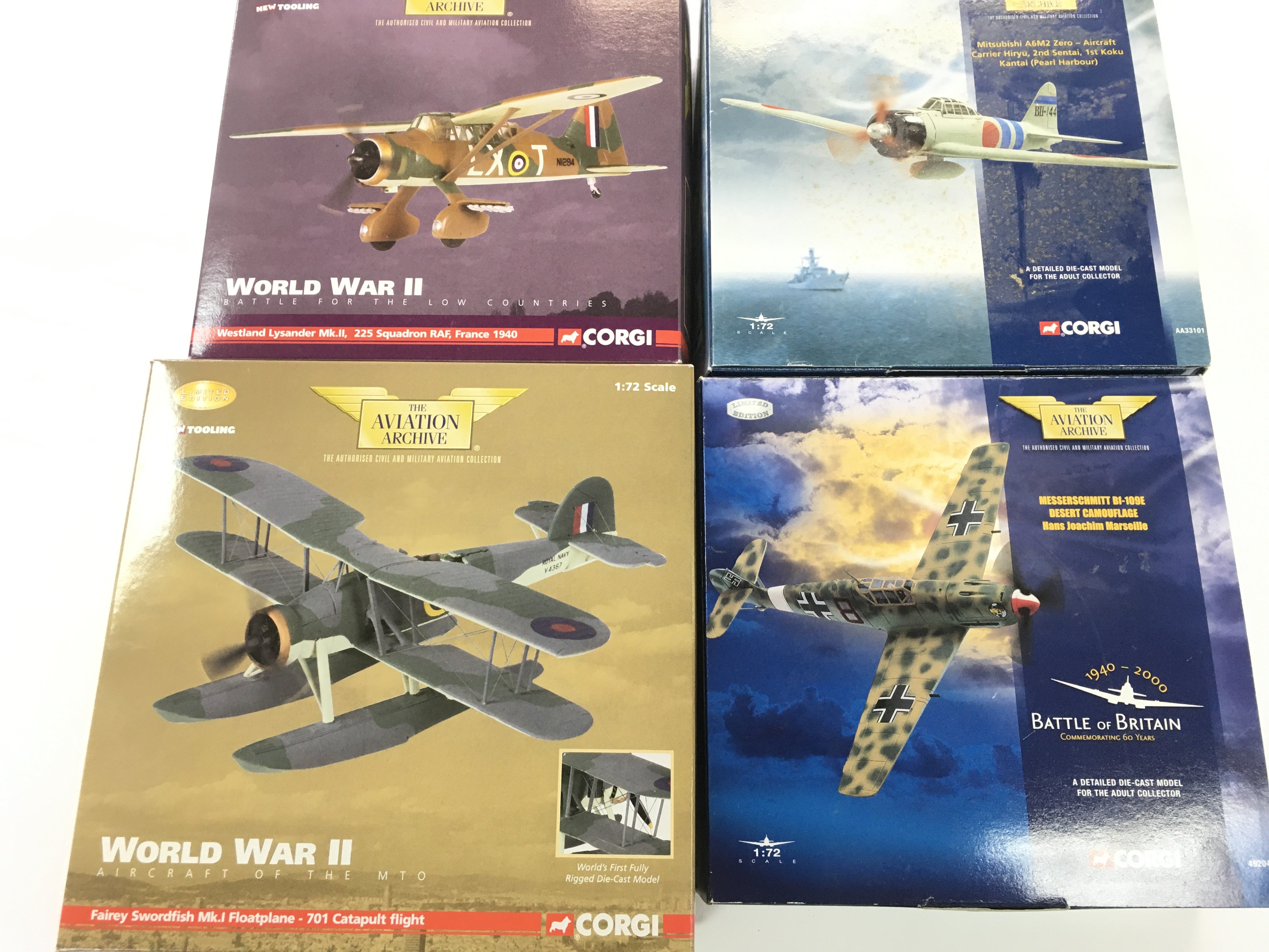 4 X Boxed Corgi Aviation Archive Diecast Aircraft. Including Numbers AA36303. 49204.AA33101 And AA36801. 1/72 Scale. No Reserve.