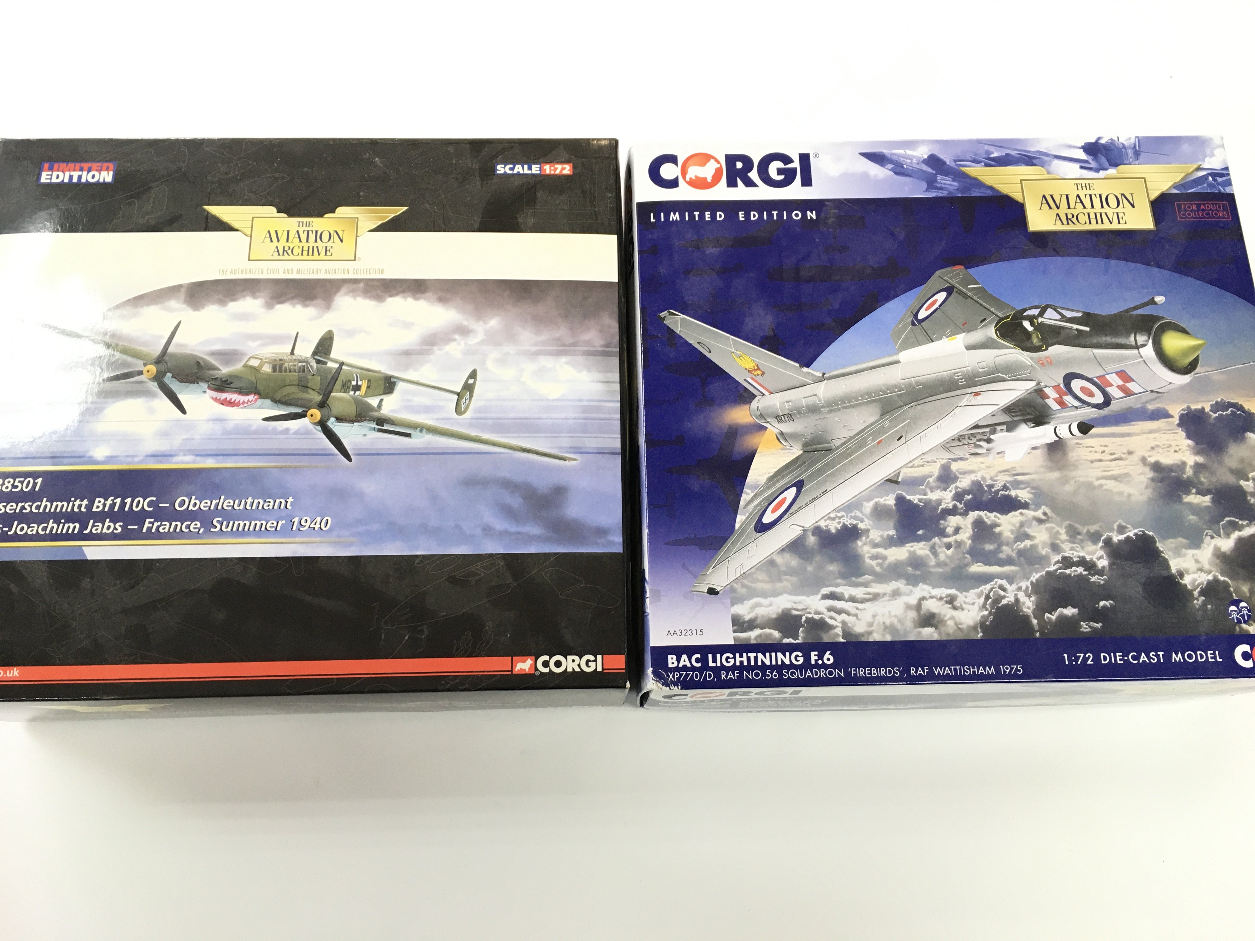 2 Boxed Corgi Aviation Archive Diecast Aircraft a Messerschmitt And A Lightning. Both 1/72 Scale. No Reserve. (2).
