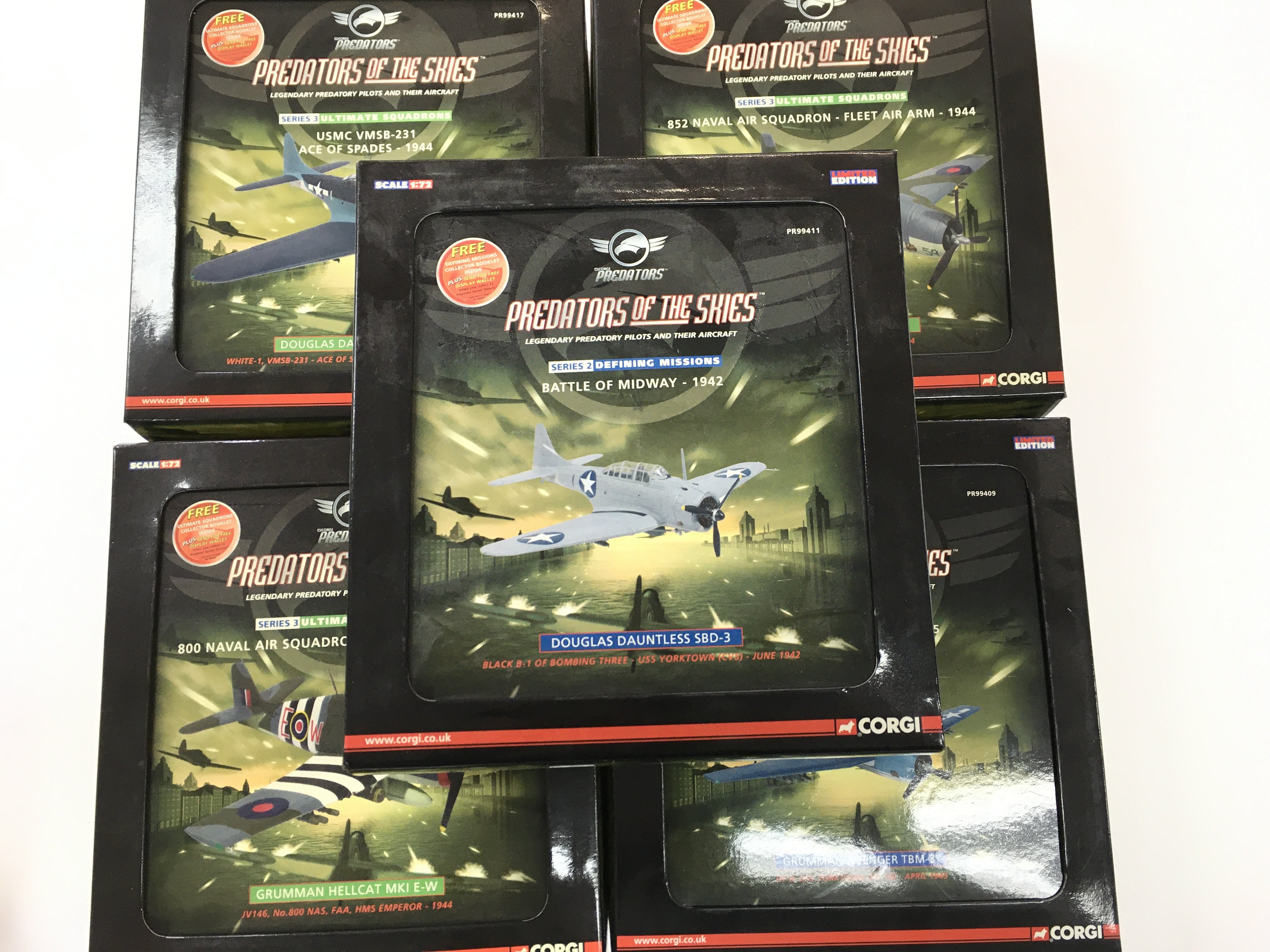 5 X Boxed Corgi Predators Of The Sky Diecast Models. No Reserve. (5).