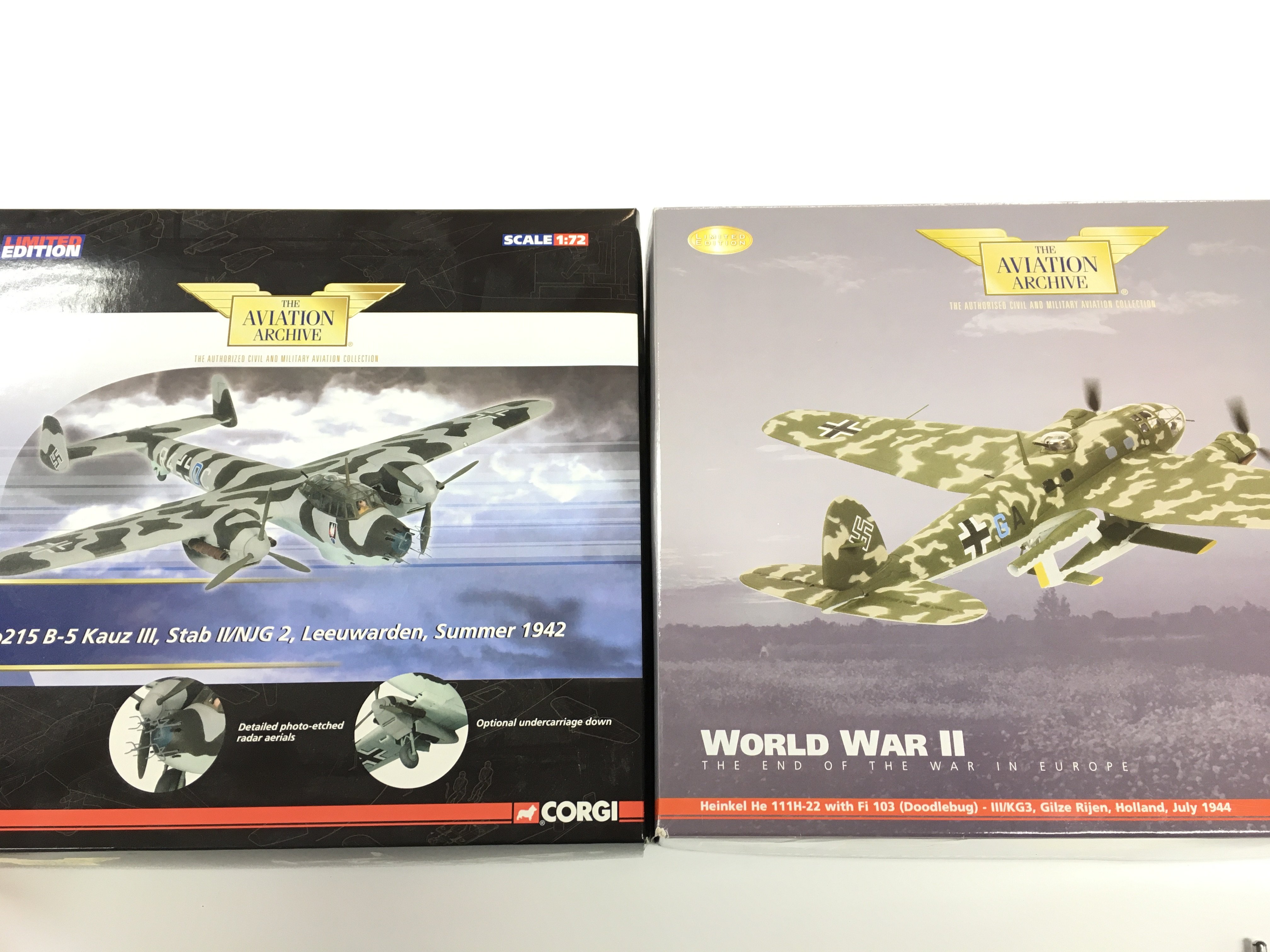 2 X Boxed Corgi Aviation Archive Diecast Models. A Dornier And A Heinkel HE. Both 1/72 Scale. No Reserve.