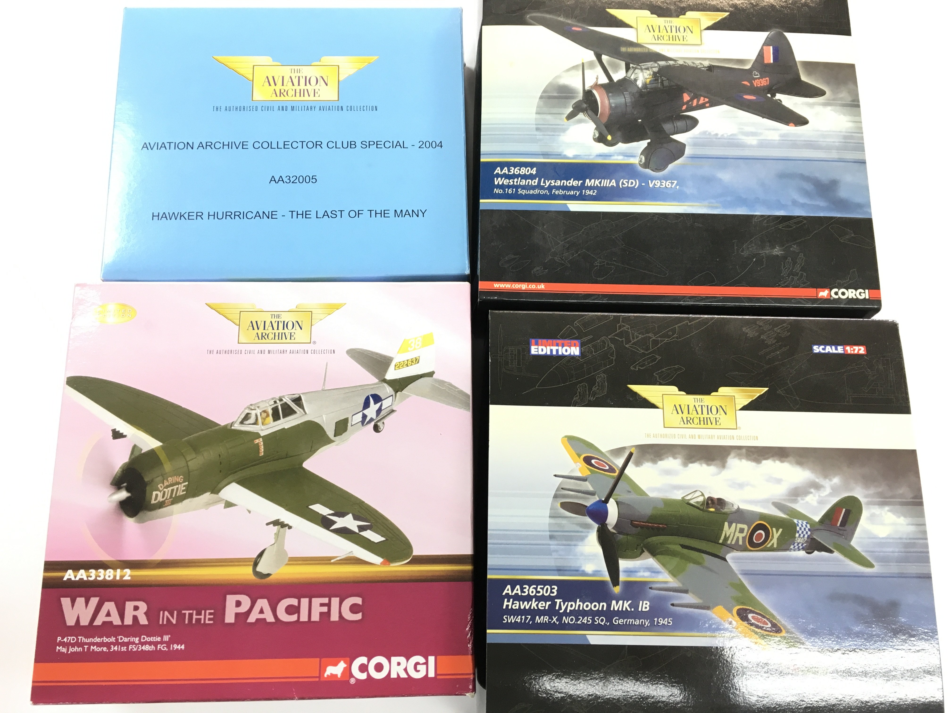4 Boxed Corgi Aviation Archive Diecast Models. All 1/72 Scale No Reserve.(4).