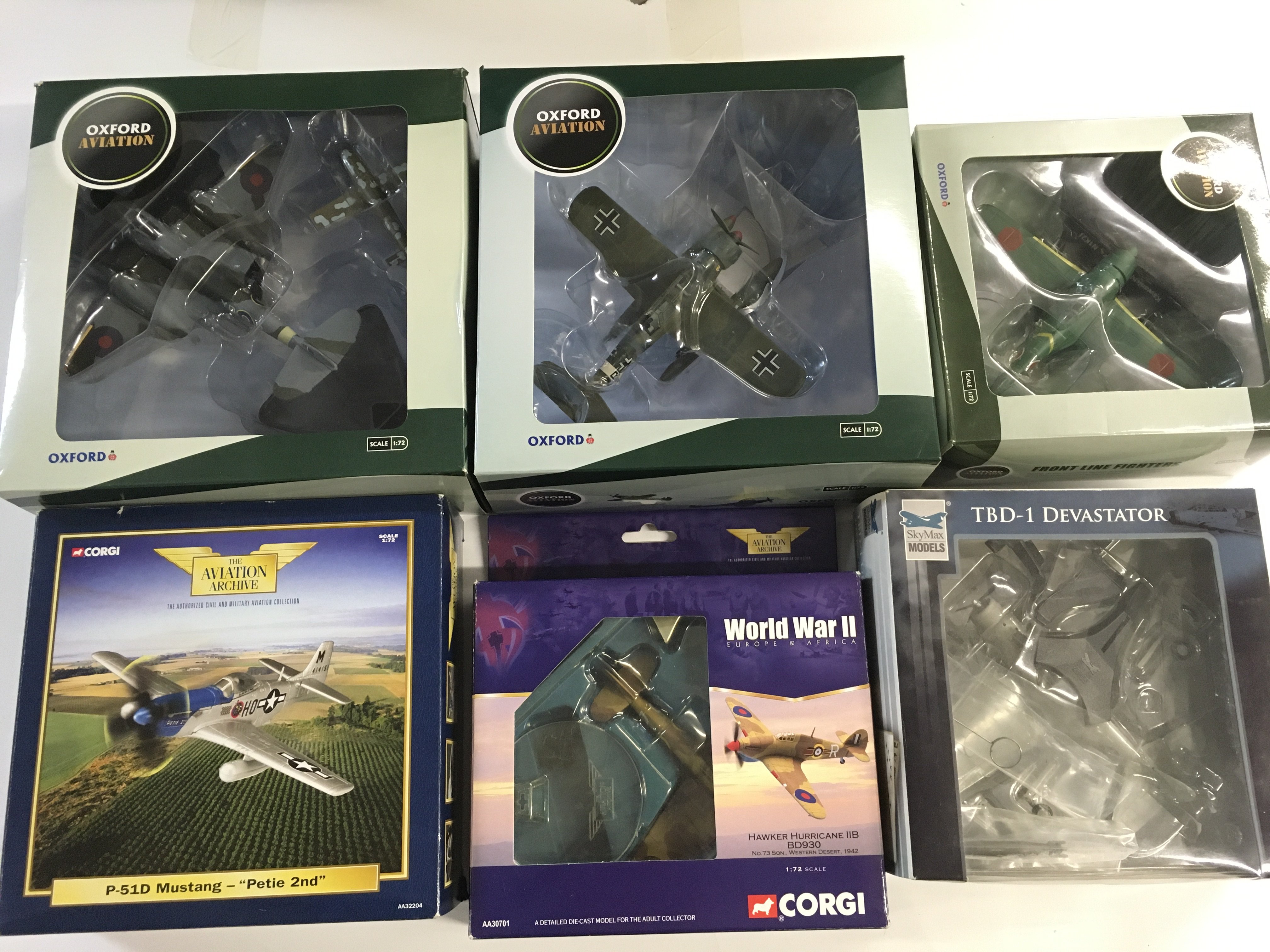 A Collection of Boxed Diecast Aircraft including Corgi. Oxford And SkyMax Models. All 1/72 Scale. No Reserve (6).
