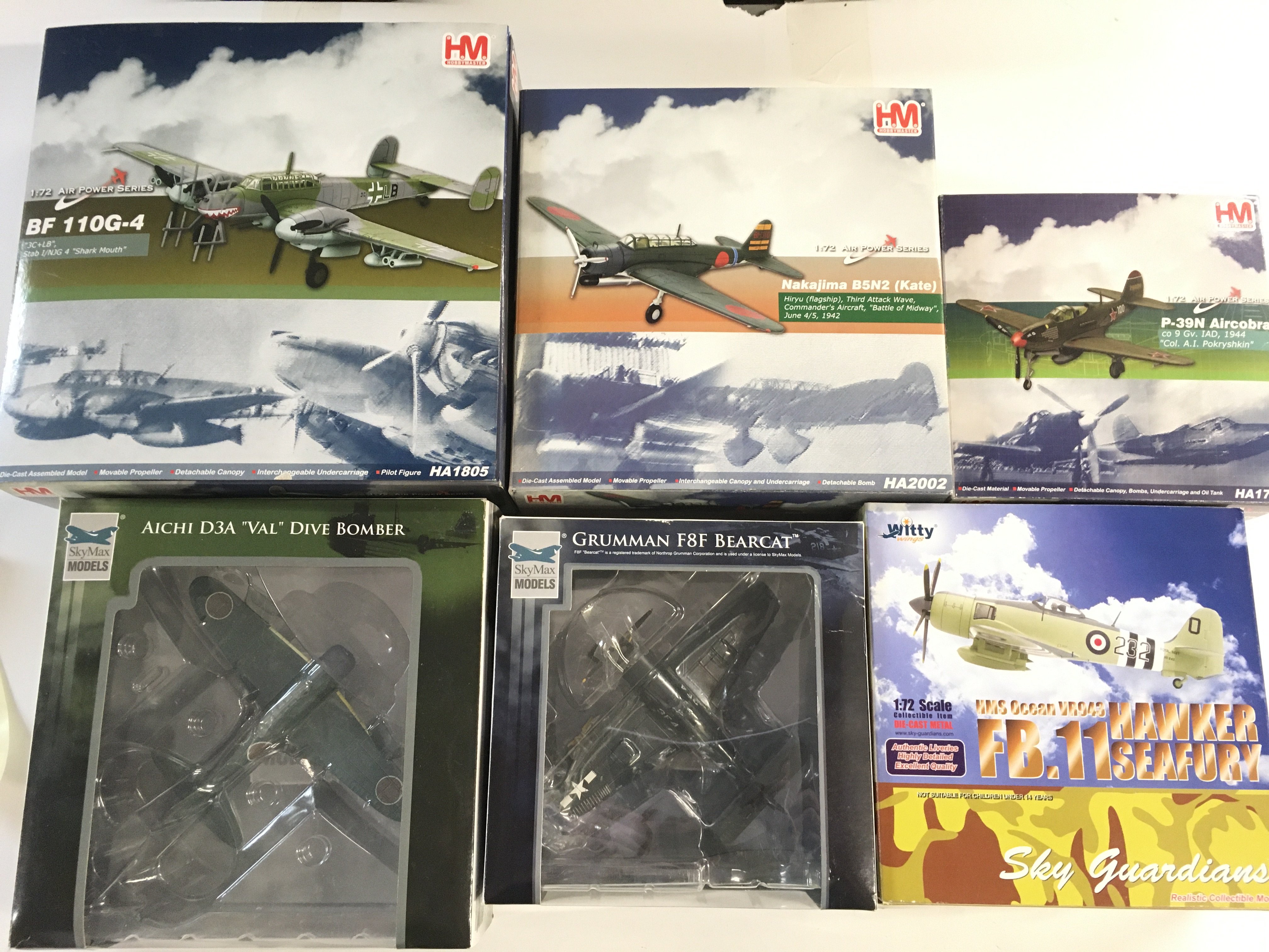 6 X Boxed Diecast Aircraft. Including Hobbymasters. SkyMax Models And Witty Wings.1/72 Scale No Reserve. (6).