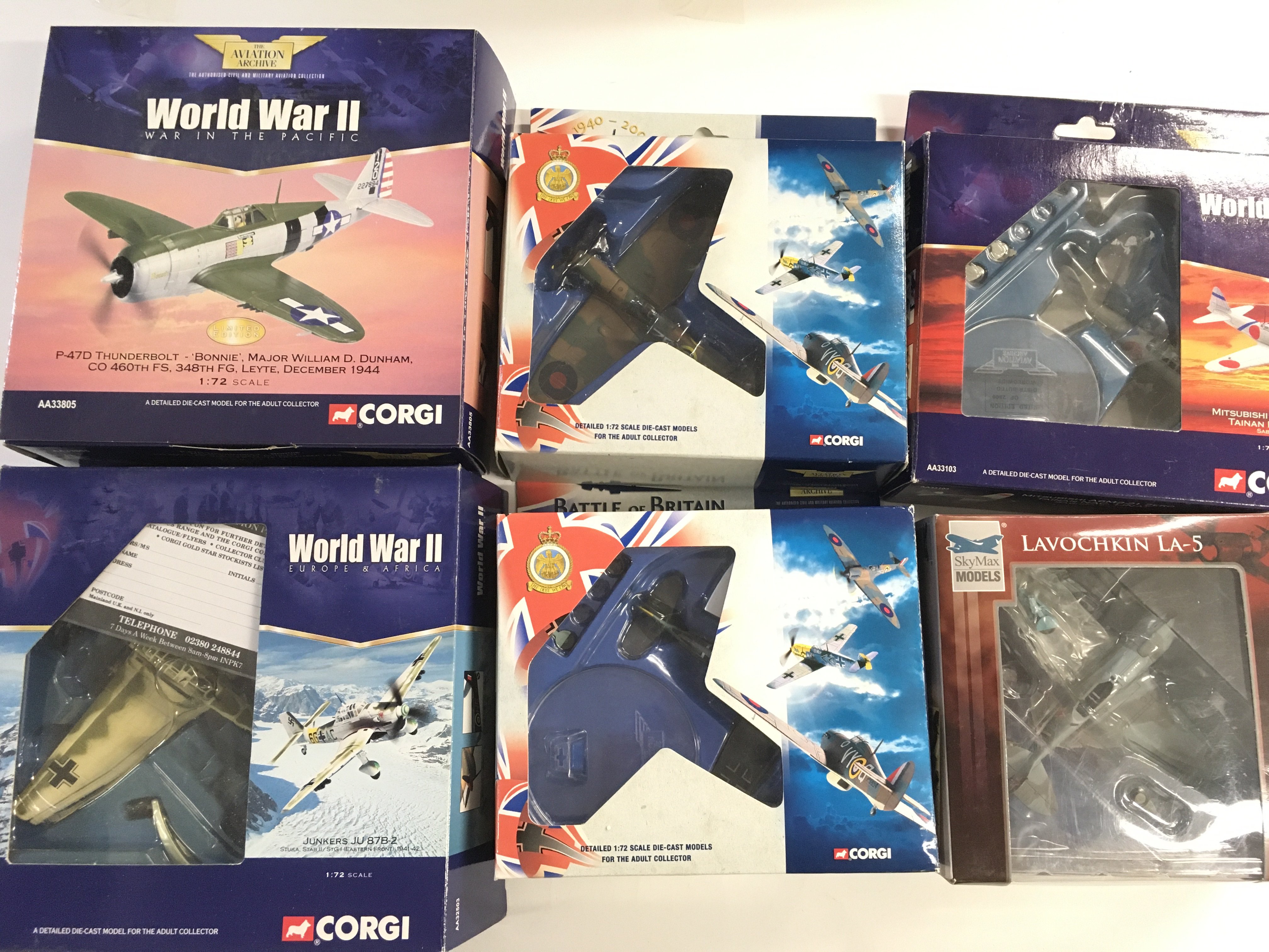 6 Boxed Diecast Aircraft. By Corgi And SkyMax Models.