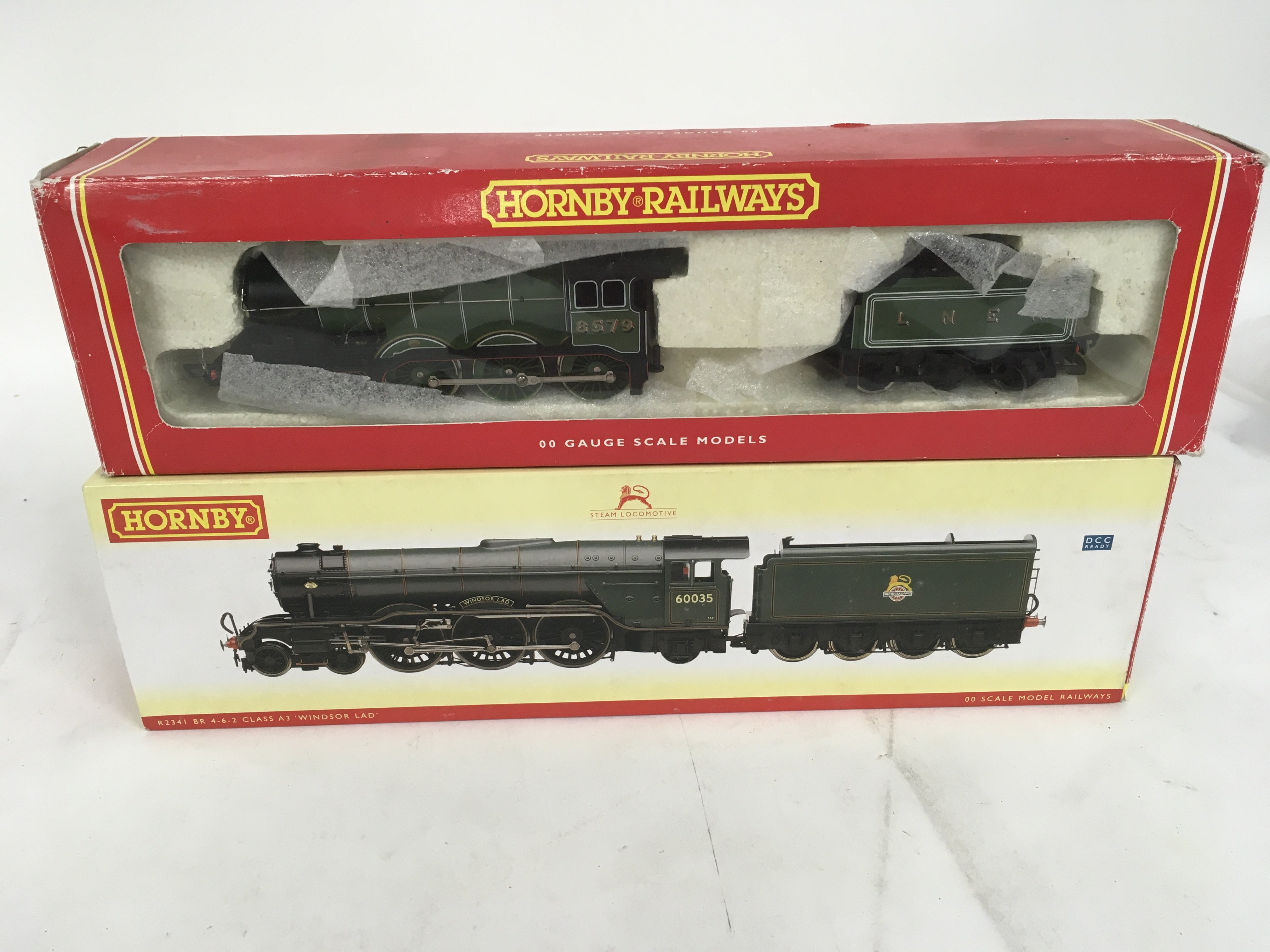A pair of boxed Hornby 00 gauge model locomotives featuring R284 Class B12.3 and R2341 Class A3. Windsor Lad. DCC Ready. No reserve