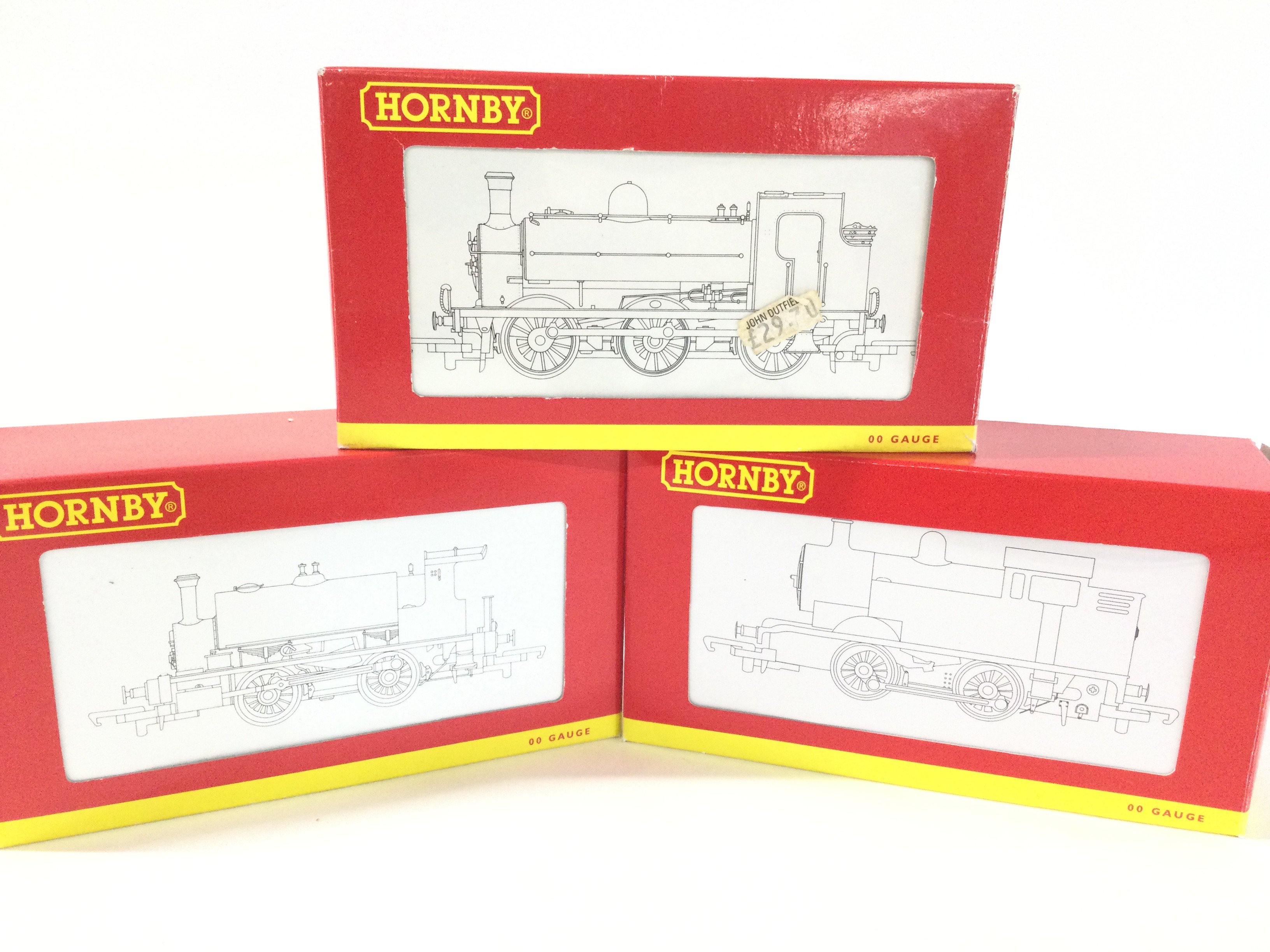 3 X Boxed Hornby 00 Gauge Locomotives. A GNR 0-6-0ST #R 21868 A BR 0-4-0ST #R 782 And BR 0-4-0T Collectors Club #R 2977.