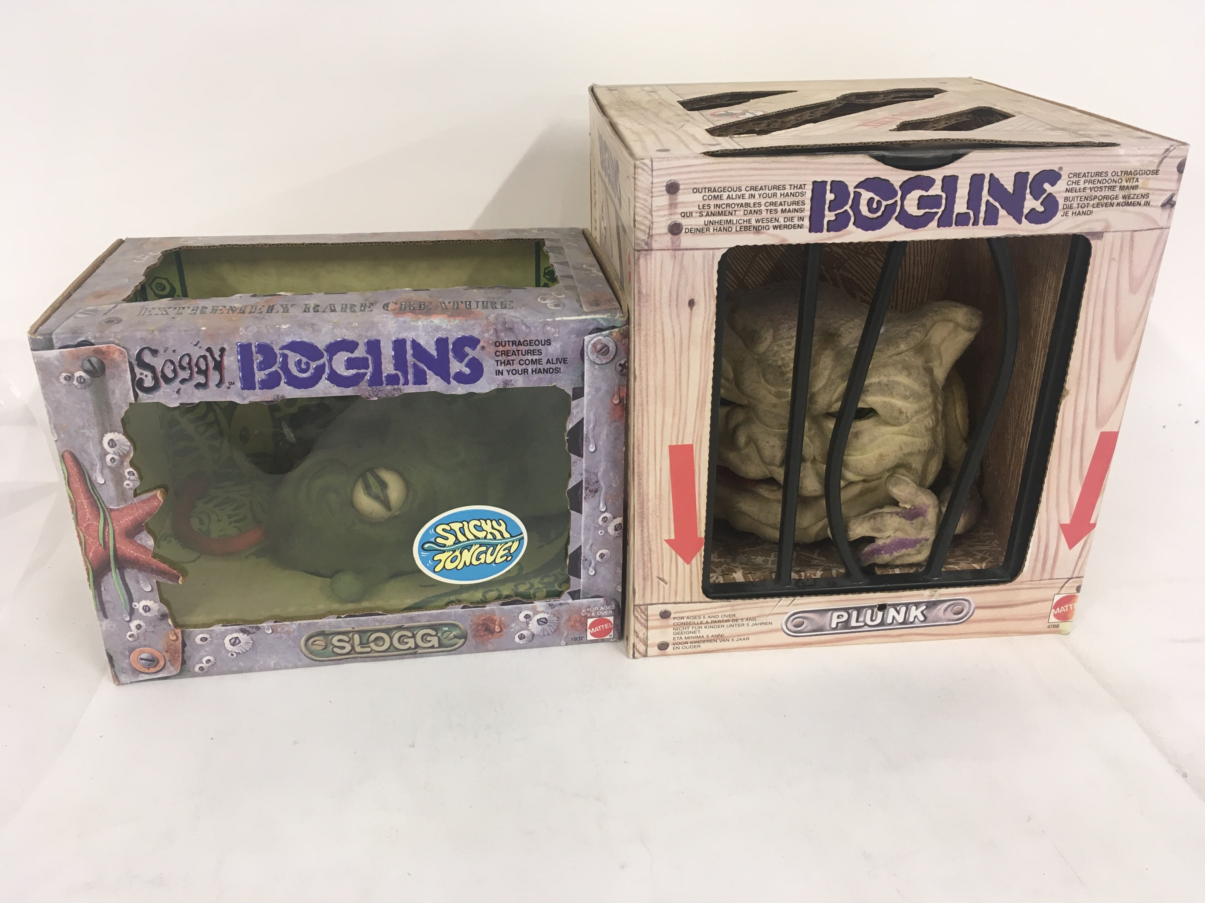 A pair of boxed Mattel Boglins..PLUNK and From the Soggy Boglin SLOGG. NO reserve