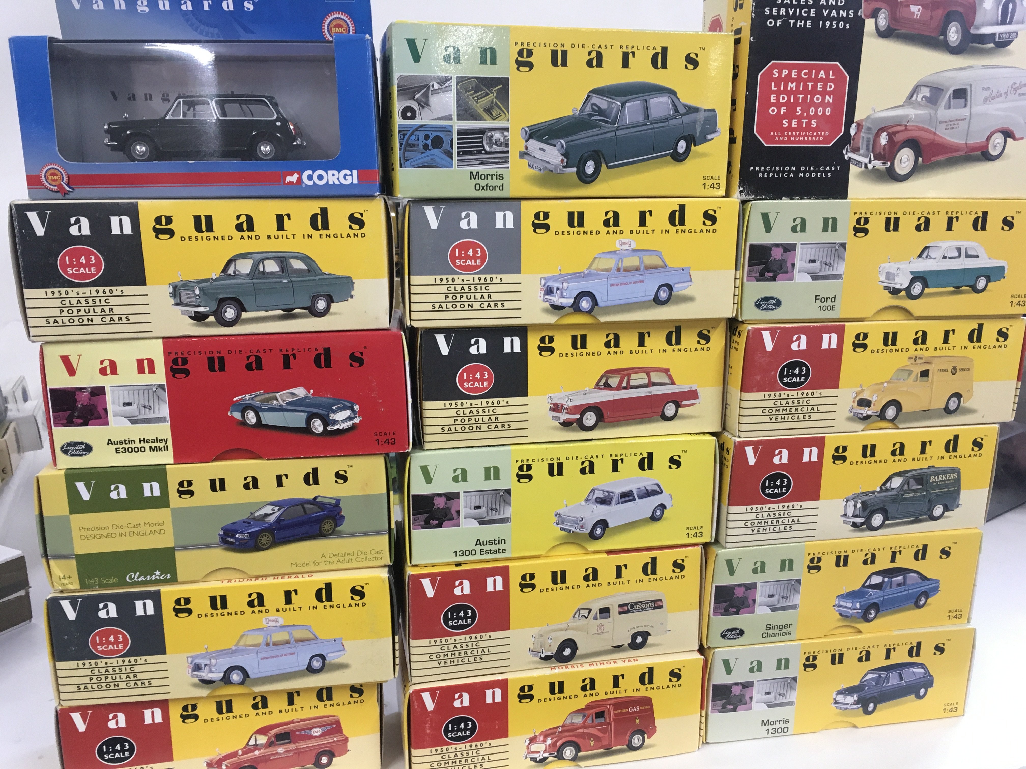 A collection of 18 boxed diecast model vehicles by Corgi from the Vanguards range. Boxed double set is incomplete. No reserve