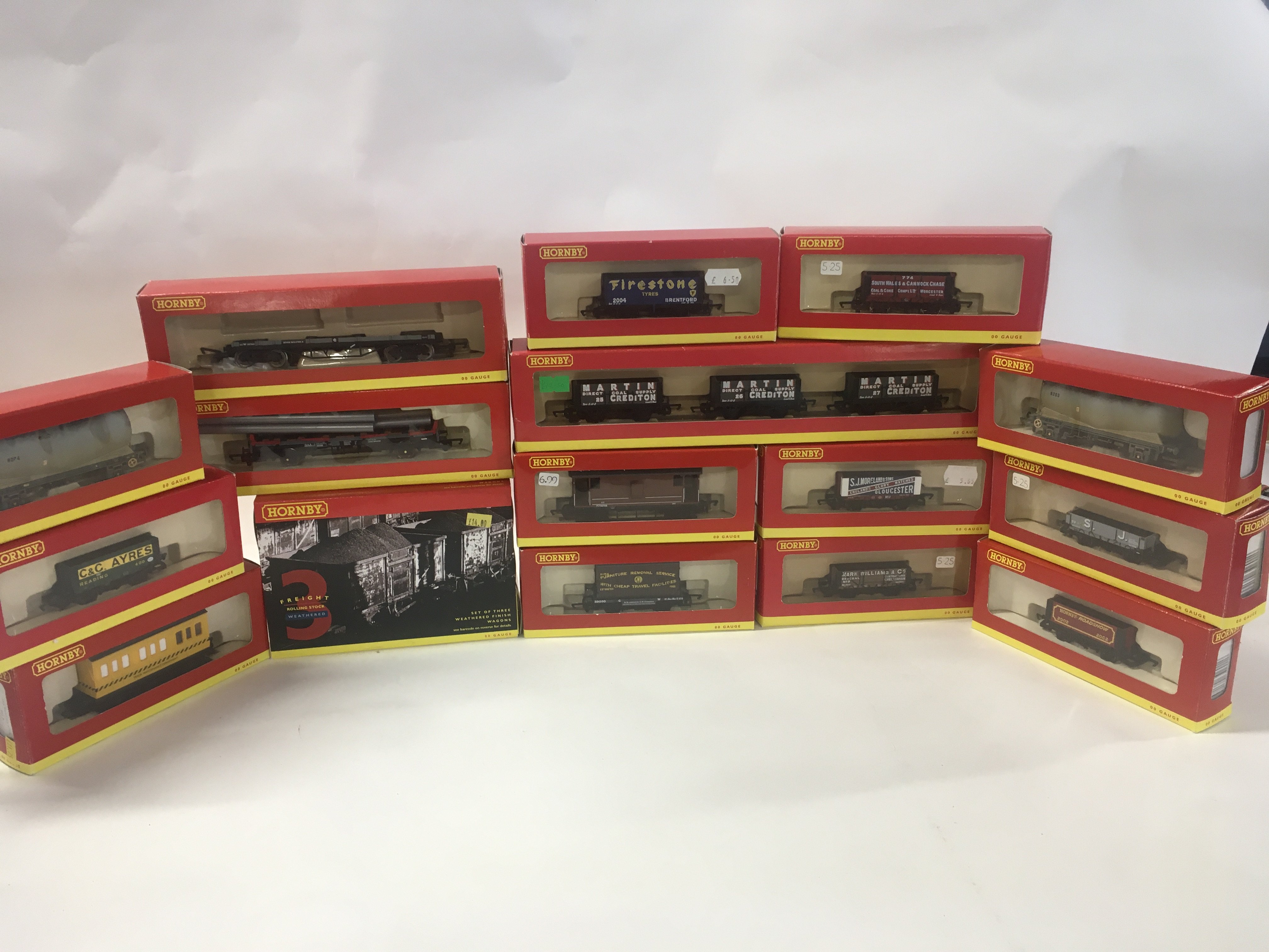 A collection of 16 x boxed model railway wagons by Hornby. 00 gauge. No reserve