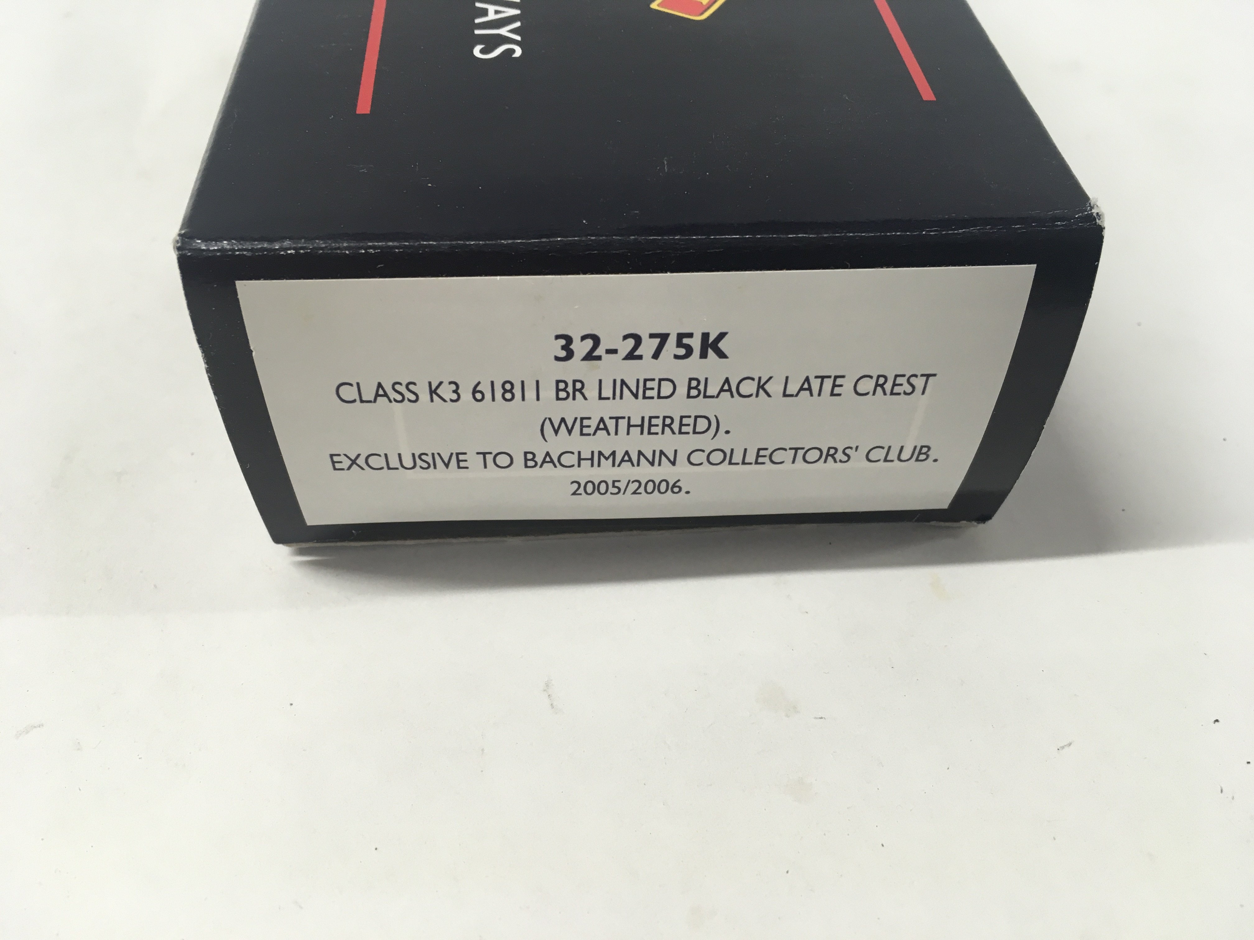 A boxed 00 gauge model railway locomotive by Bachmann 32.275k. Weathered BR lined Black late crest. DCC ready. No reserve