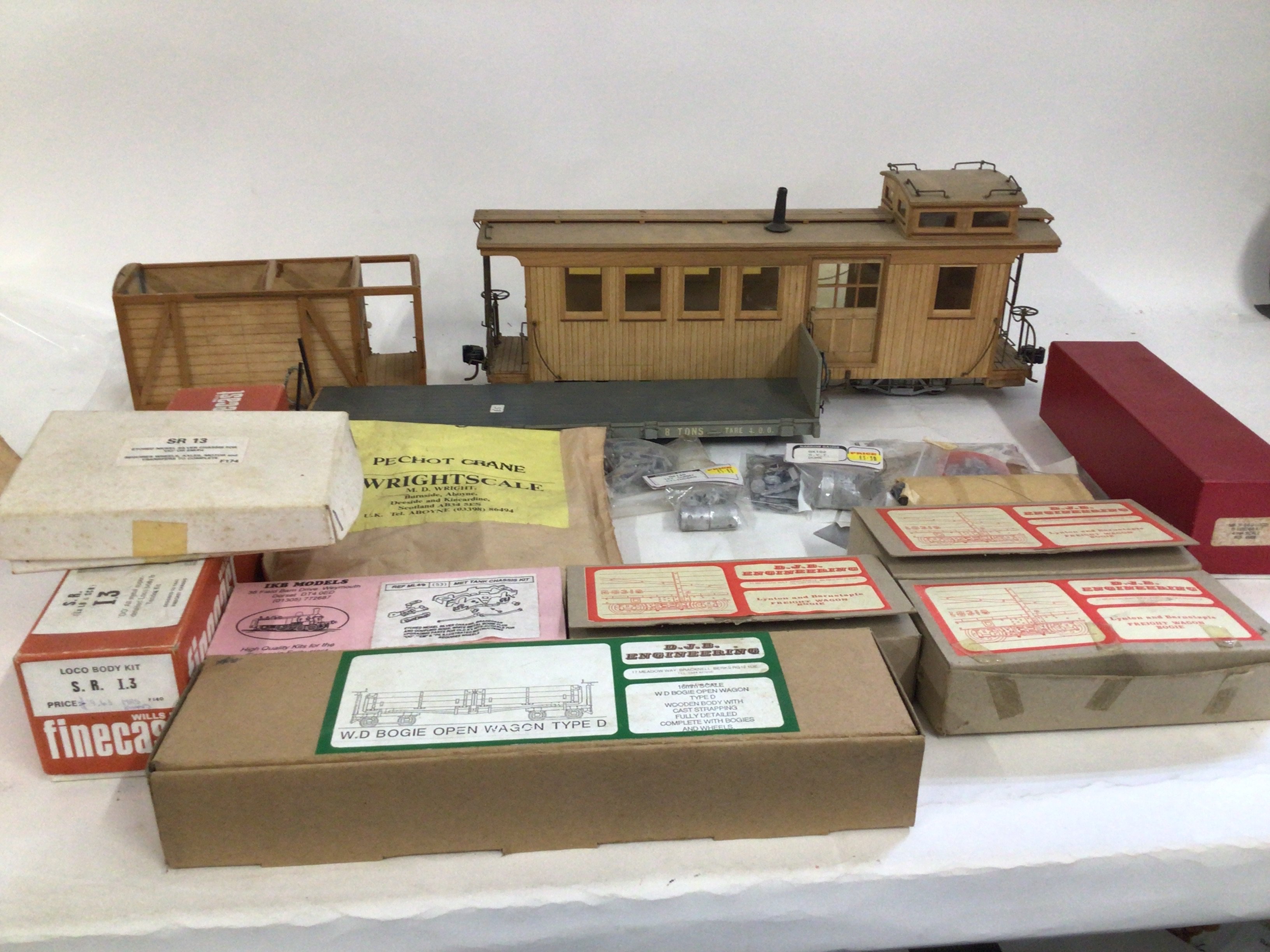 A Collection of kits and accessories to construct railway model vehicles. Also include part built models. Manufacturers are DJB engineering..Wills Finecast. IKB Models etc. No Reserve.