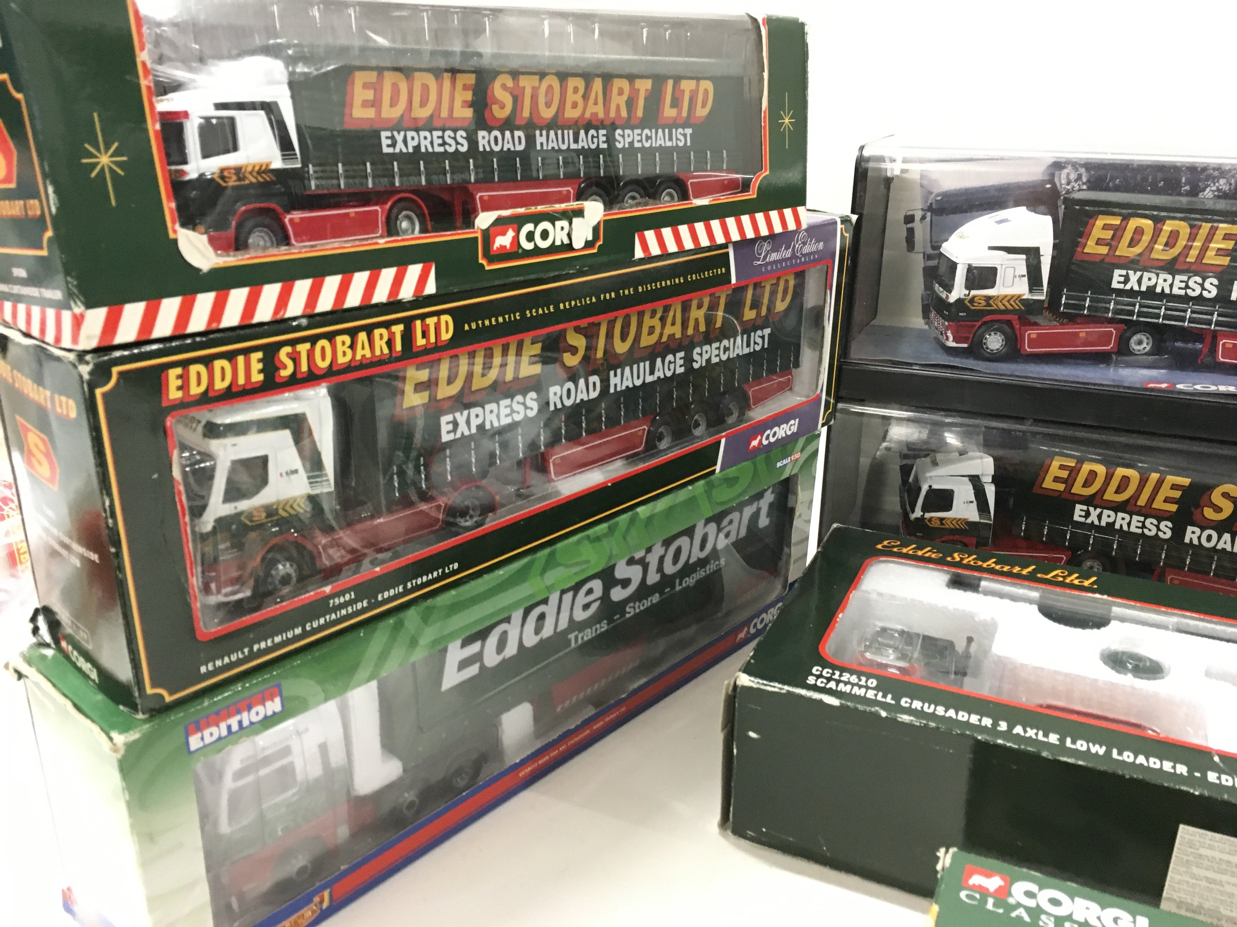 A collection of 10 boxed Corgi diecast commercial vehicles all themed with Eddie Stobart. Includes some limited edition models.