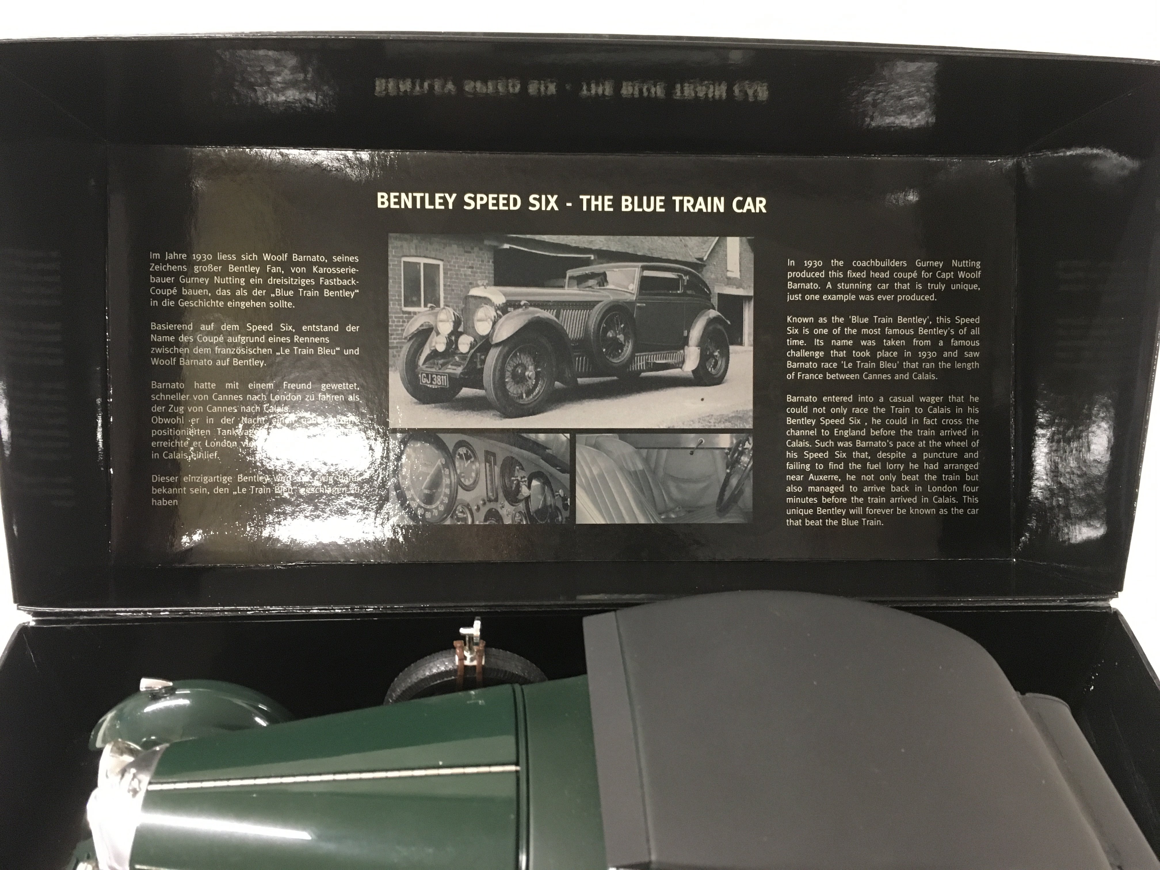 A boxed Model Bentley by Minichamps featuring a Bentley 6.5 litre Blue Train Special 1930