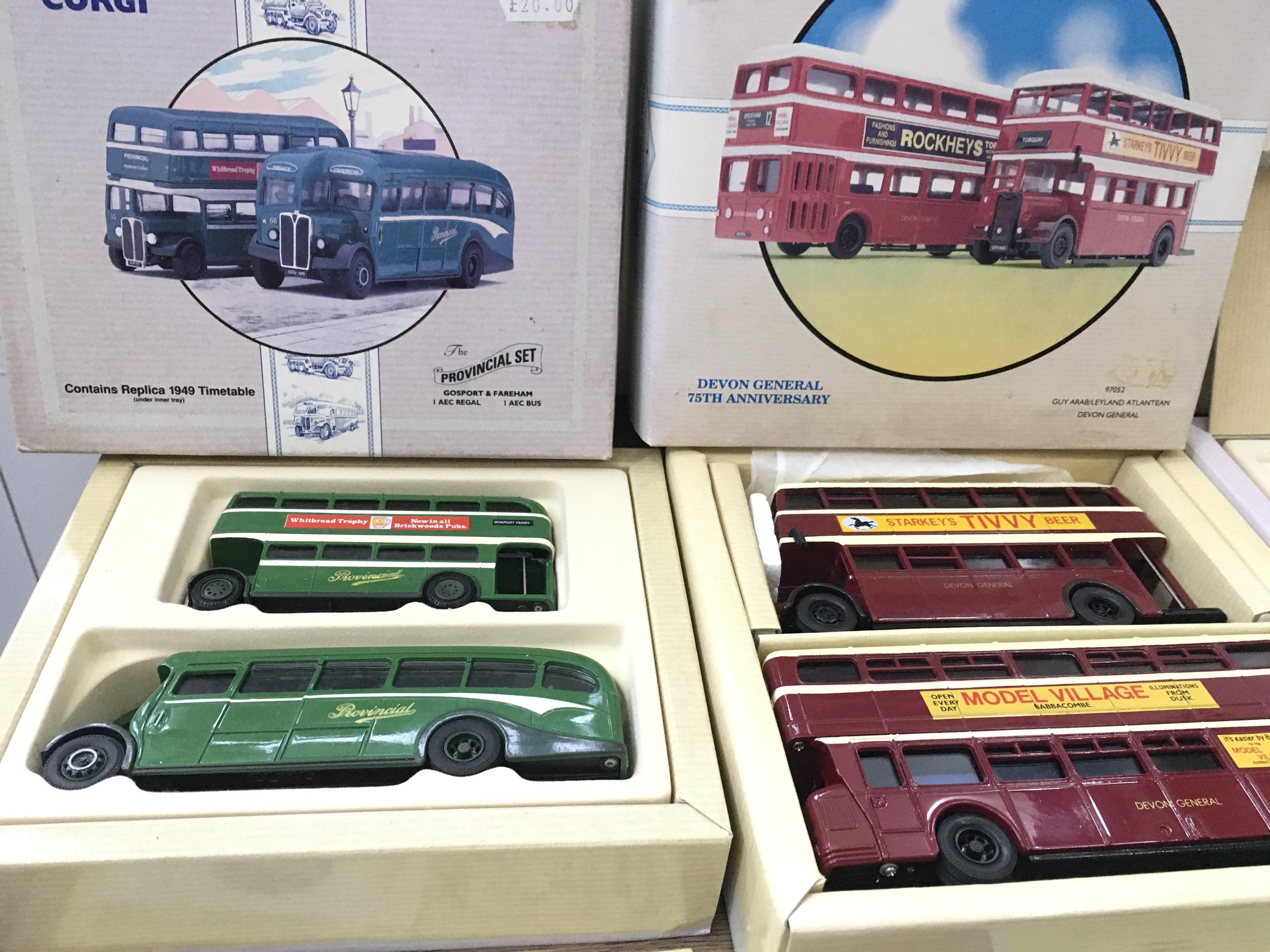 Four boxed bus sets by Corgi.. featuring 81369 limited edition no.1580.. 97052.. 97202.. 96985 no reserve