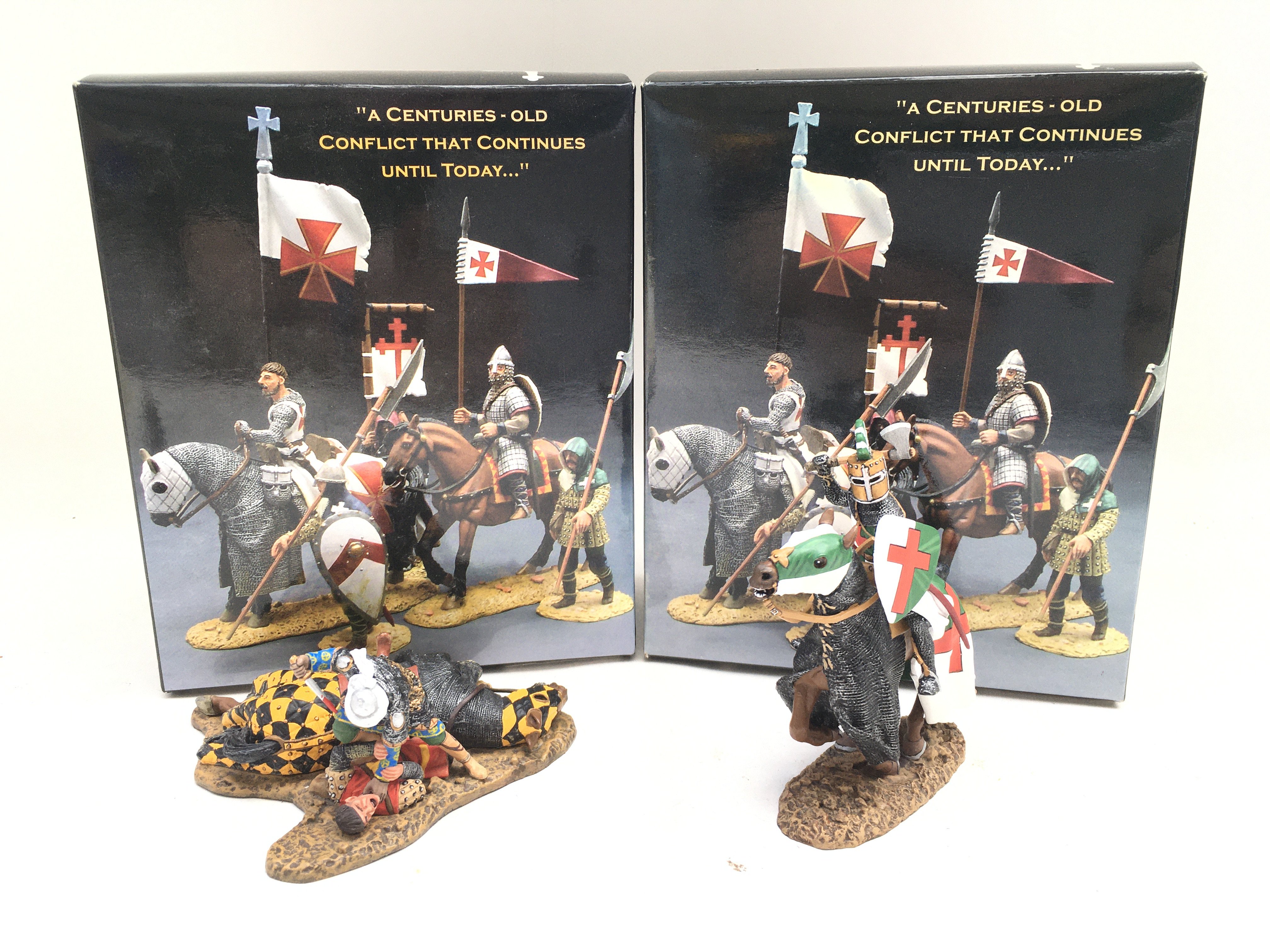 2 X Boxed amounted King And Country Figures. Duel To The Death And Sir Walter De La Mer.