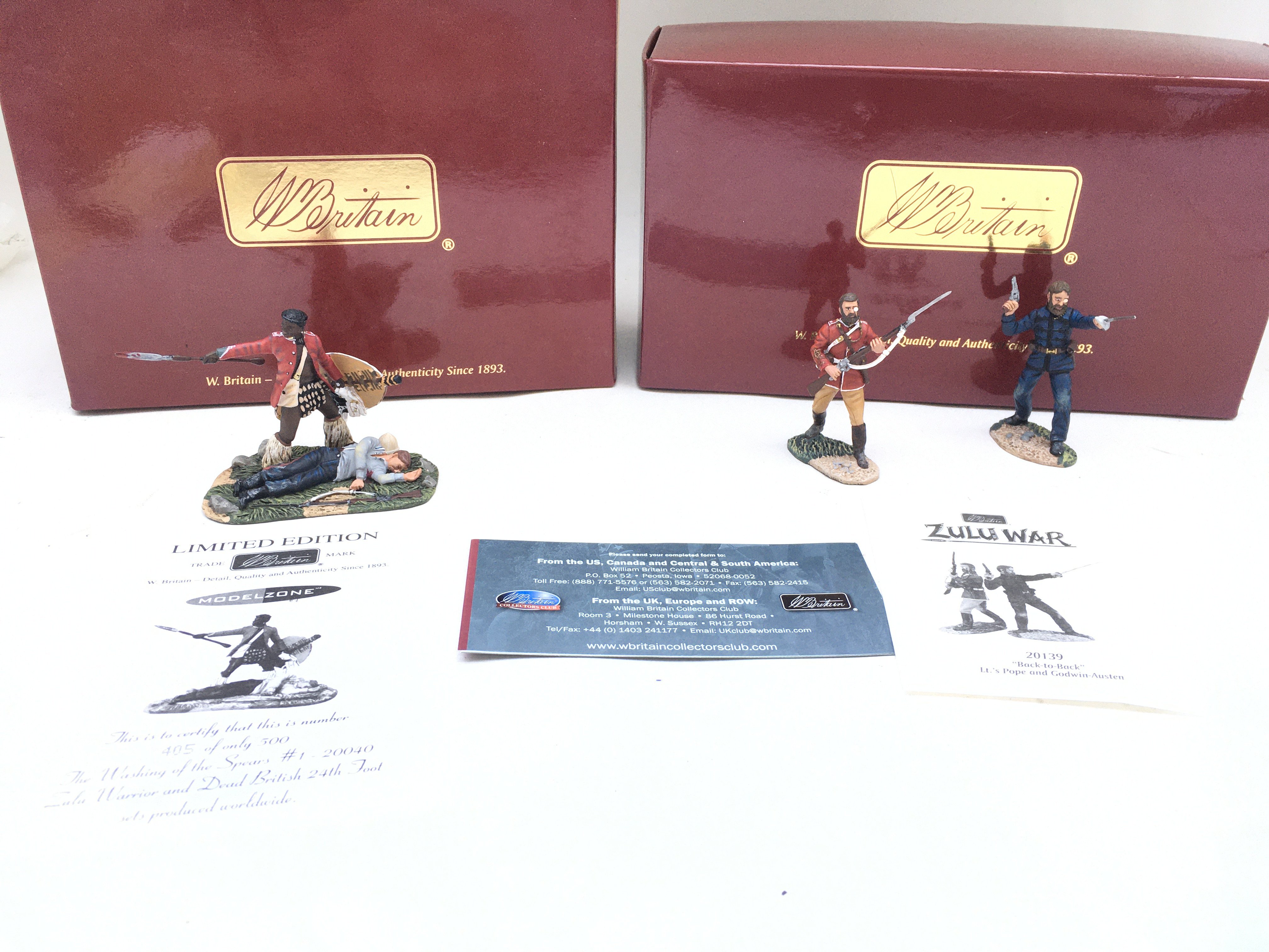 2 X Boxed Britains Zulu War Sets. The Washing Of Spears Set 1 And Back To Back. With Certificates.(2).