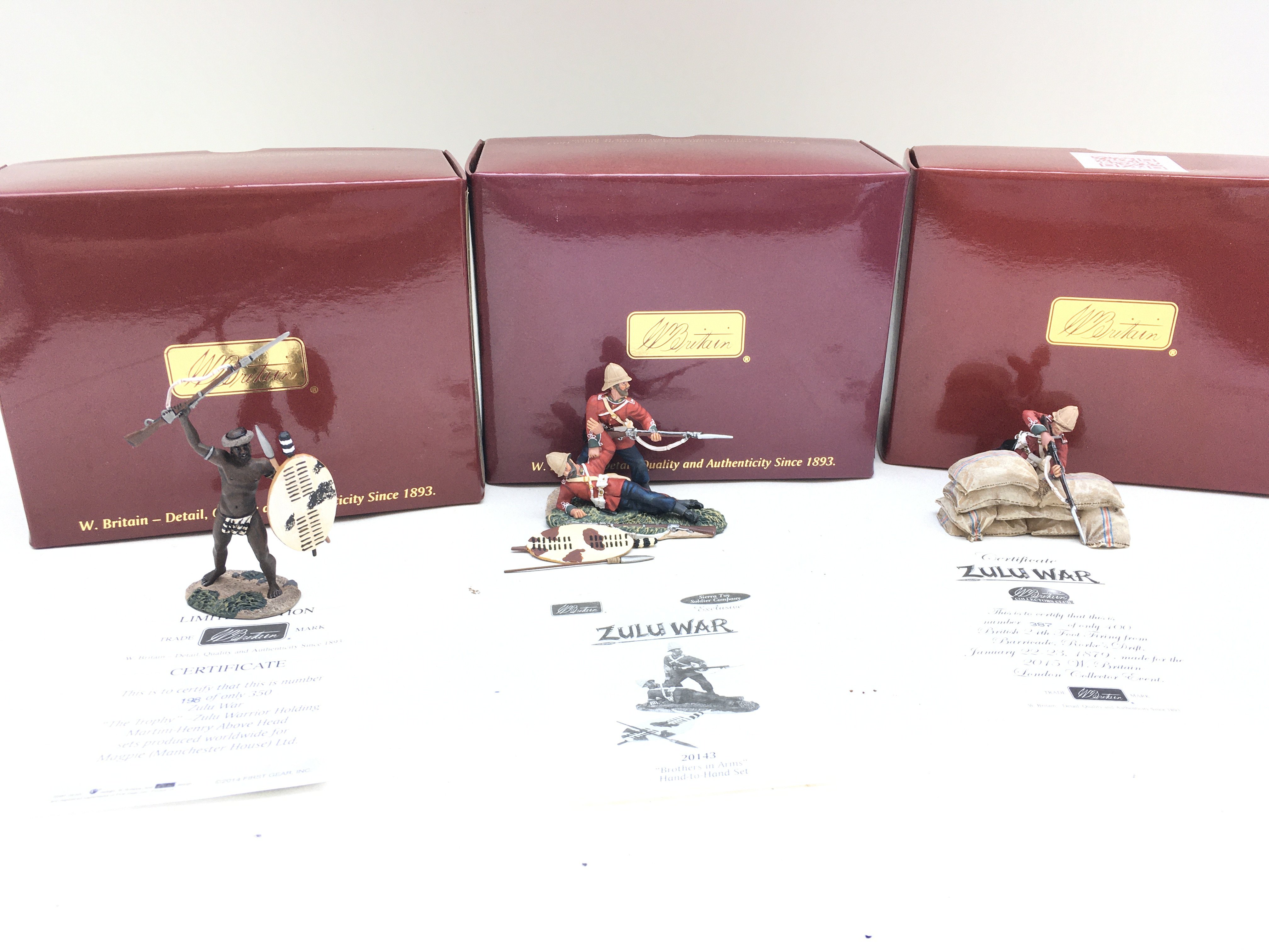 3 X Boxed Britains The Zulu War. The Trophy. Brothers In Arms And British 24th Foot Barricade.(3).