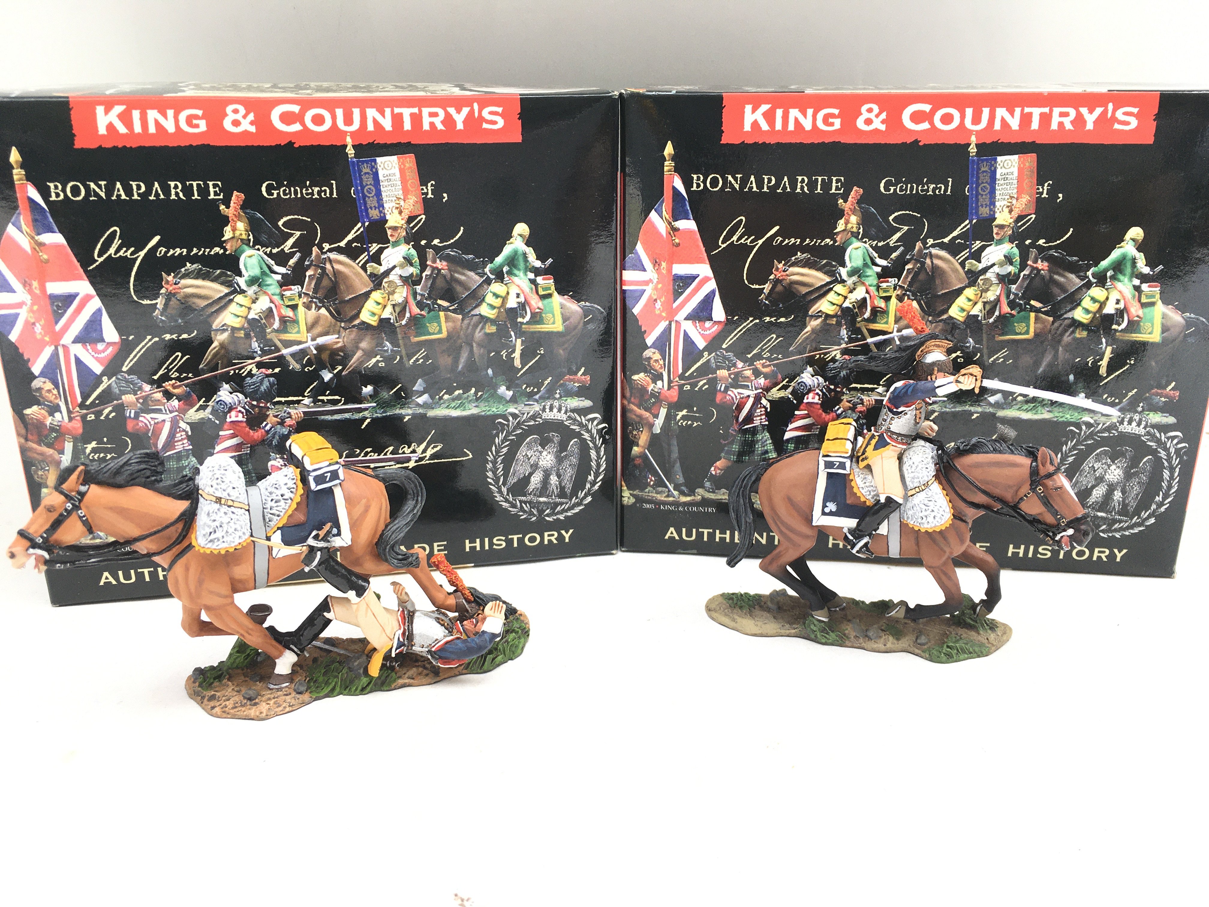 2 Boxed King And Country Mounted Napoleonics. Falling off Horse And Charging Sword.(2).
