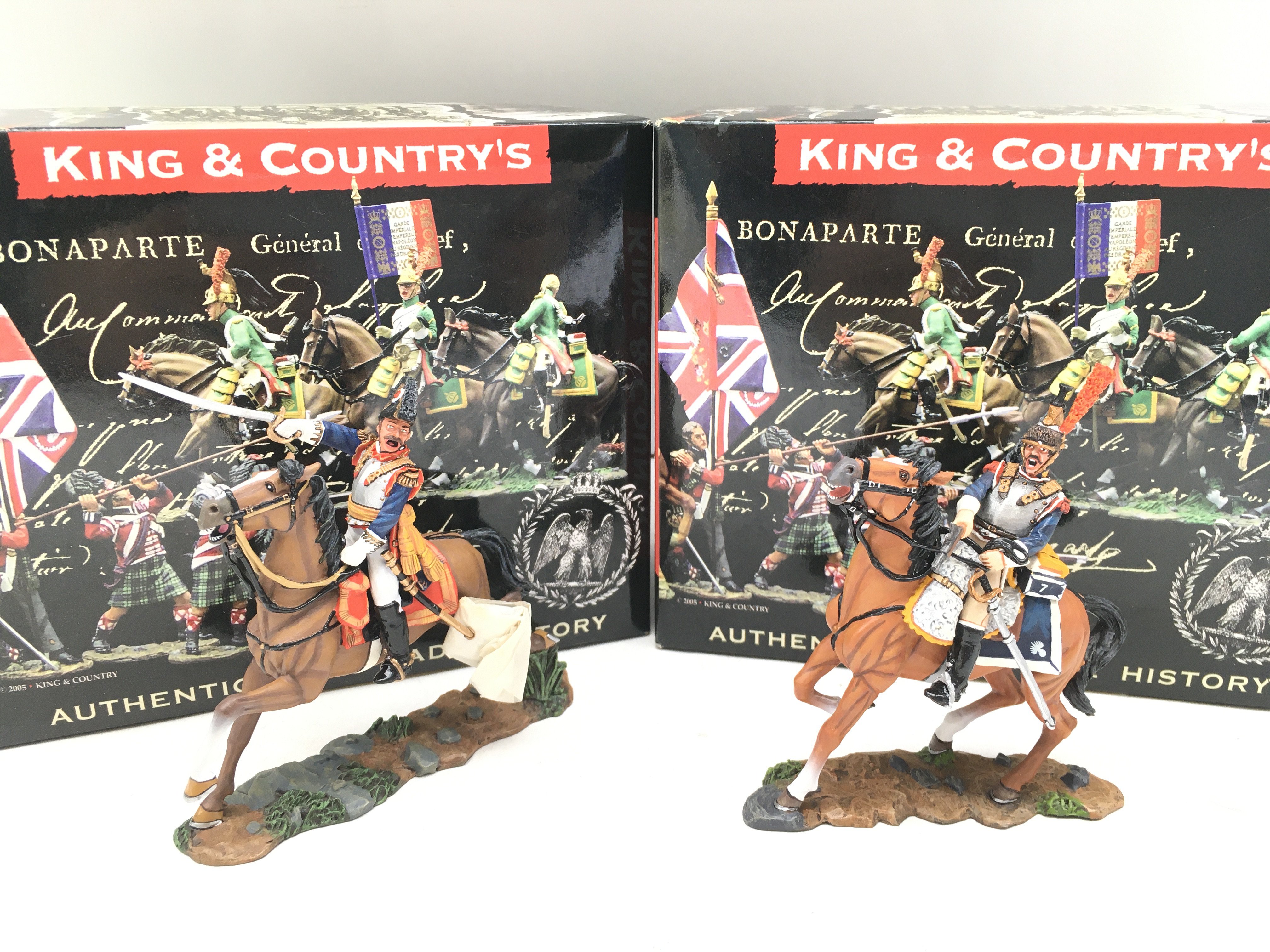 2 Boxed King And Country Mounted Napoleonics.A Cuirassier General and cuirassier Firing Pistol.