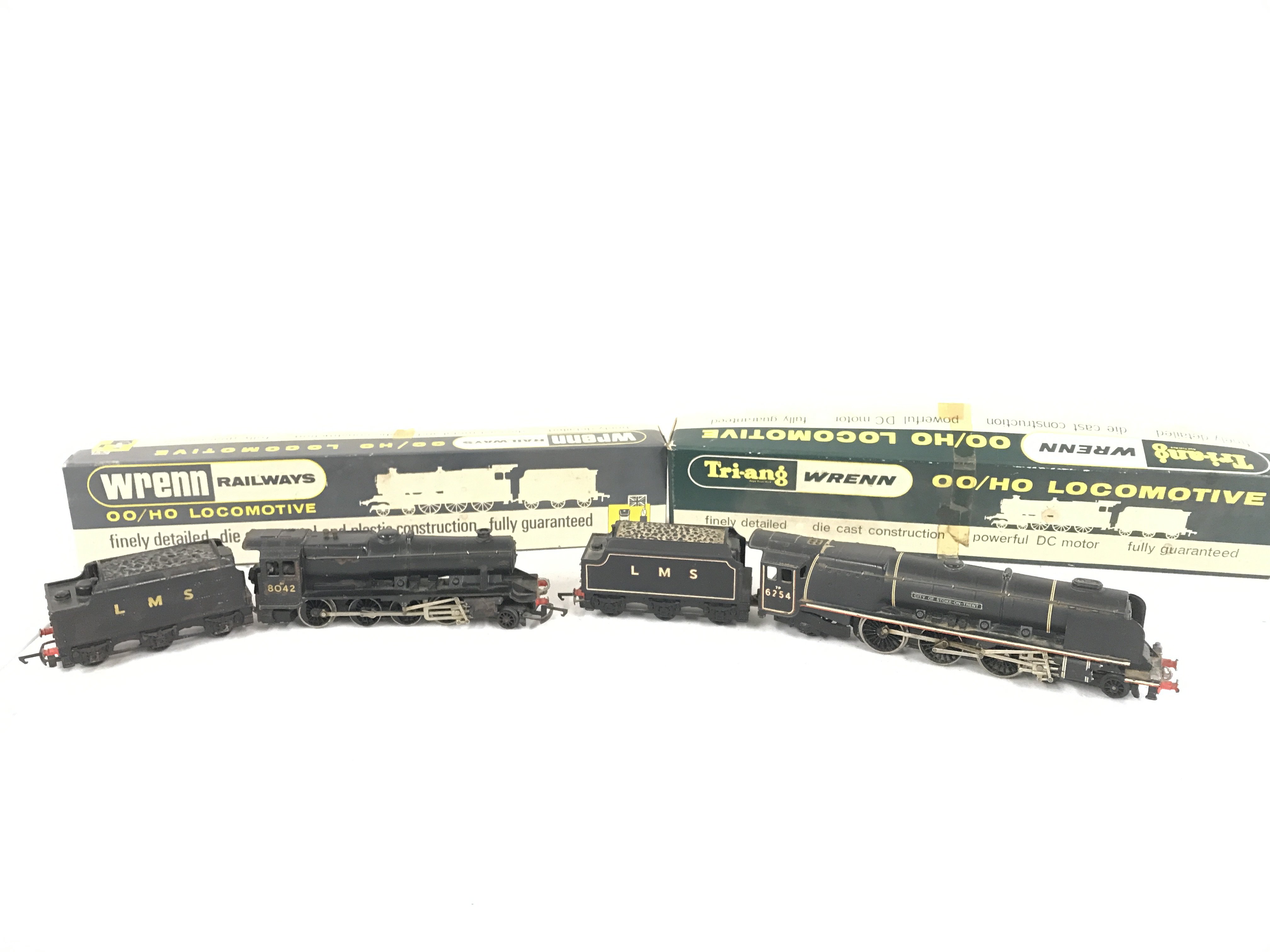 2 X Boxed Wrenn 00 Gauge Locomotives. Both In need Of Some Tlc.#s W2225 2-8-0 Freight L.M.S. And W2227 City Of Stoke L.M.S. No Reserve (2).