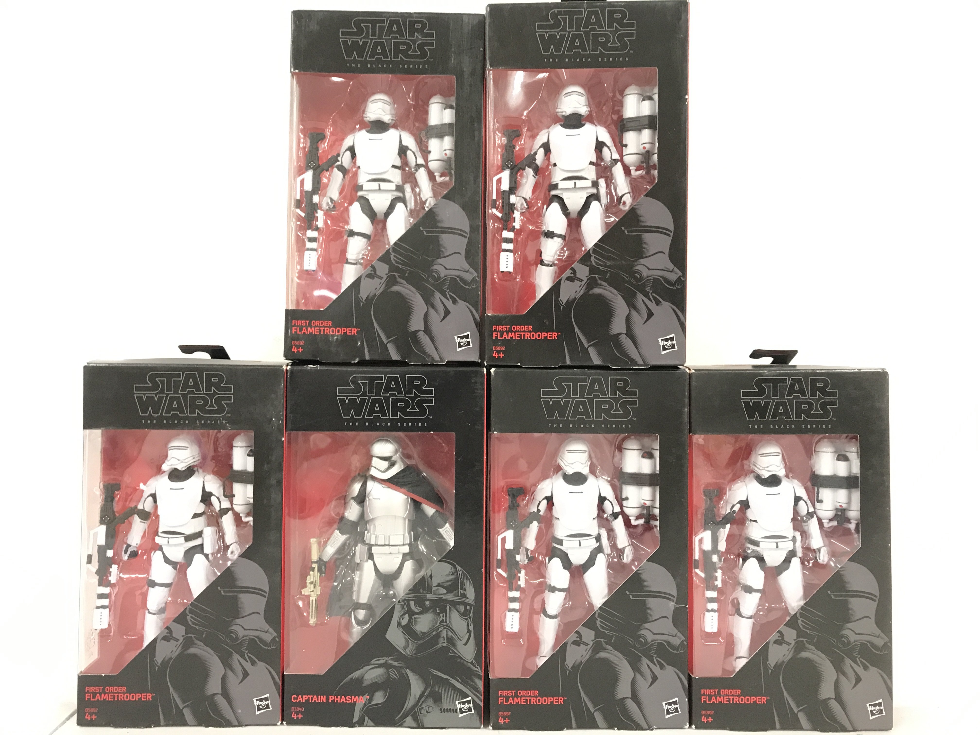 6 Boxed Star Wars Black Series Figures. 5 First Order Flamethrowers And A Captain Phasma. No Reserve.