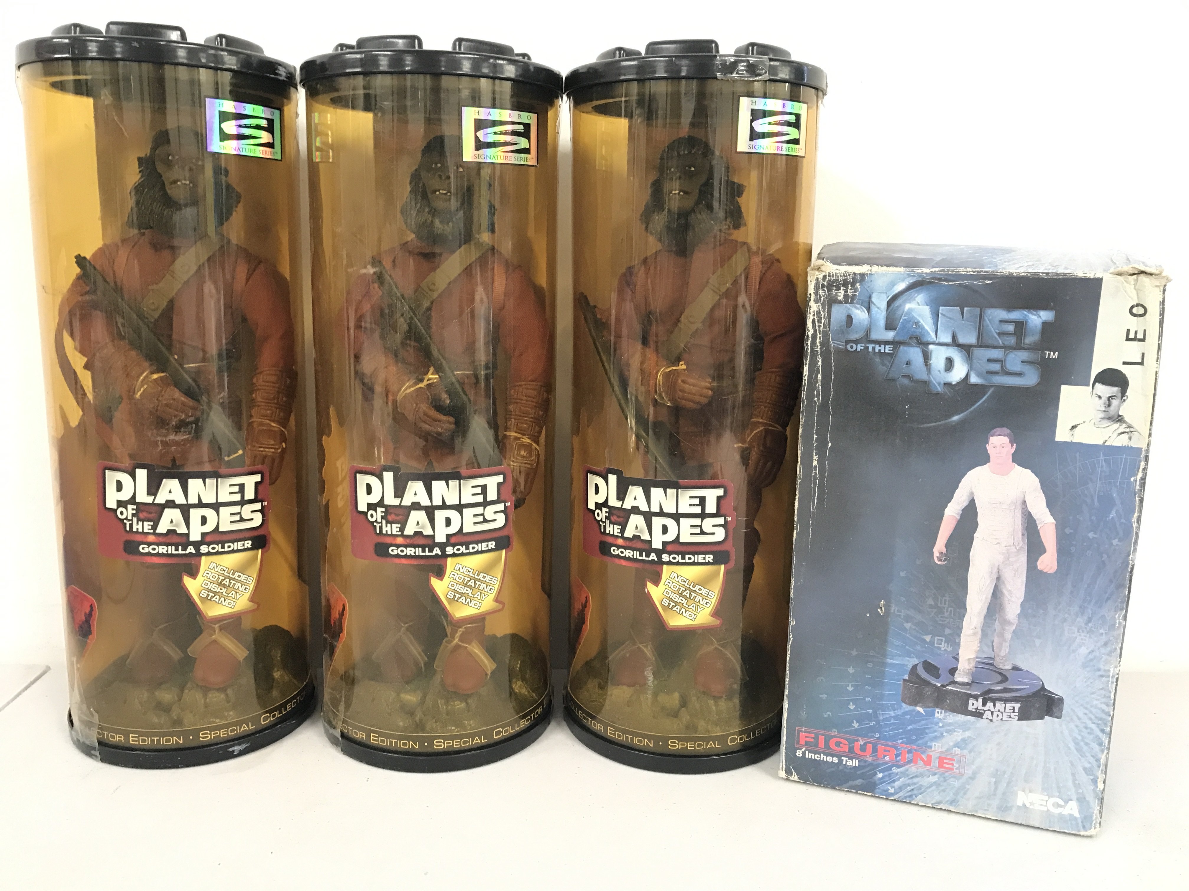 3 Boxed Planet Of The Apes 12 Inch Gorilia Soldiers And  Leo Figure.
