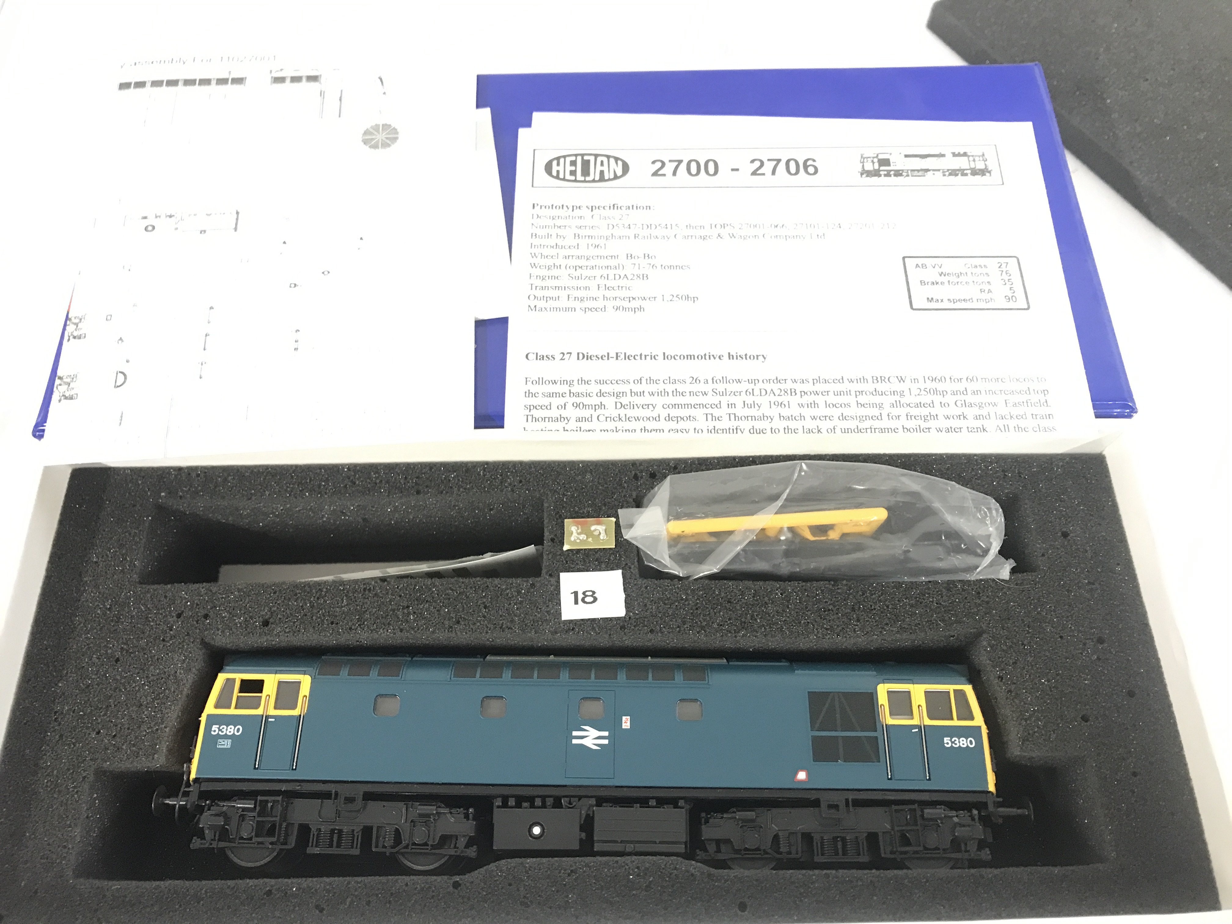 A Boxed Heljan 00 Gauge Class 27 Diesel-Electric Loco. #2701.