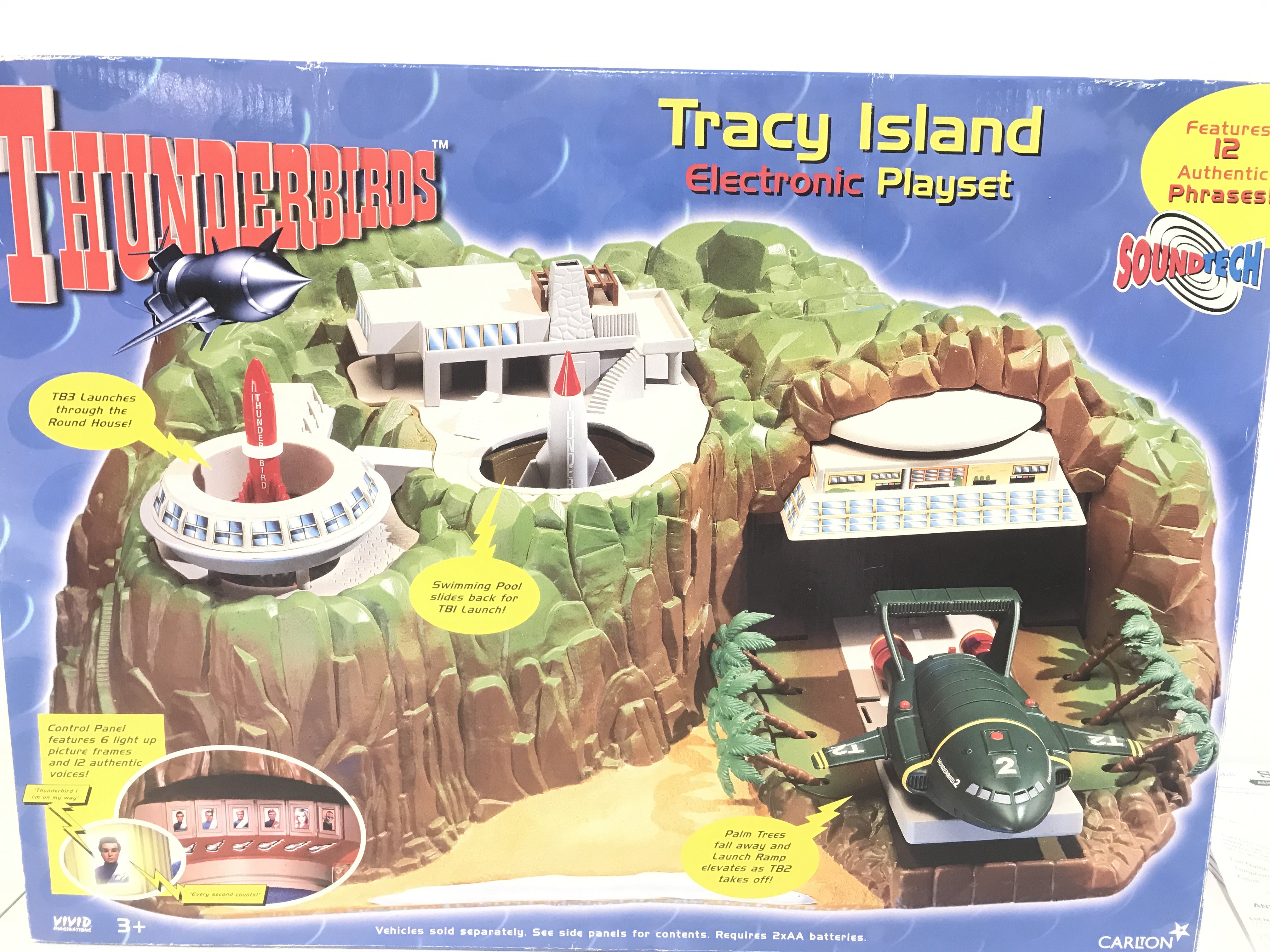 A Boxed Carlton Thunderbirds Tracy Island.  Thunderbird 1 Damaged. No Reserve.